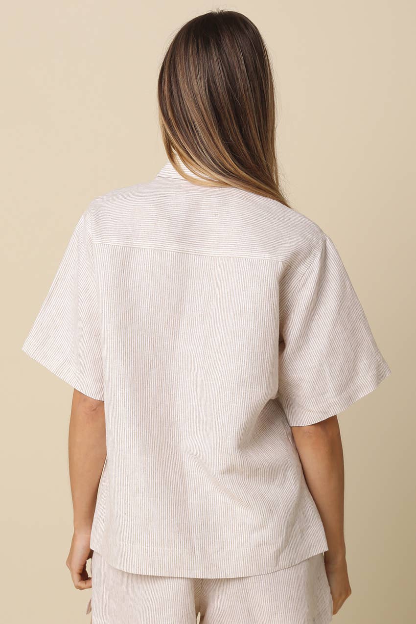 Alison Linen Striped Button-Up Shirt