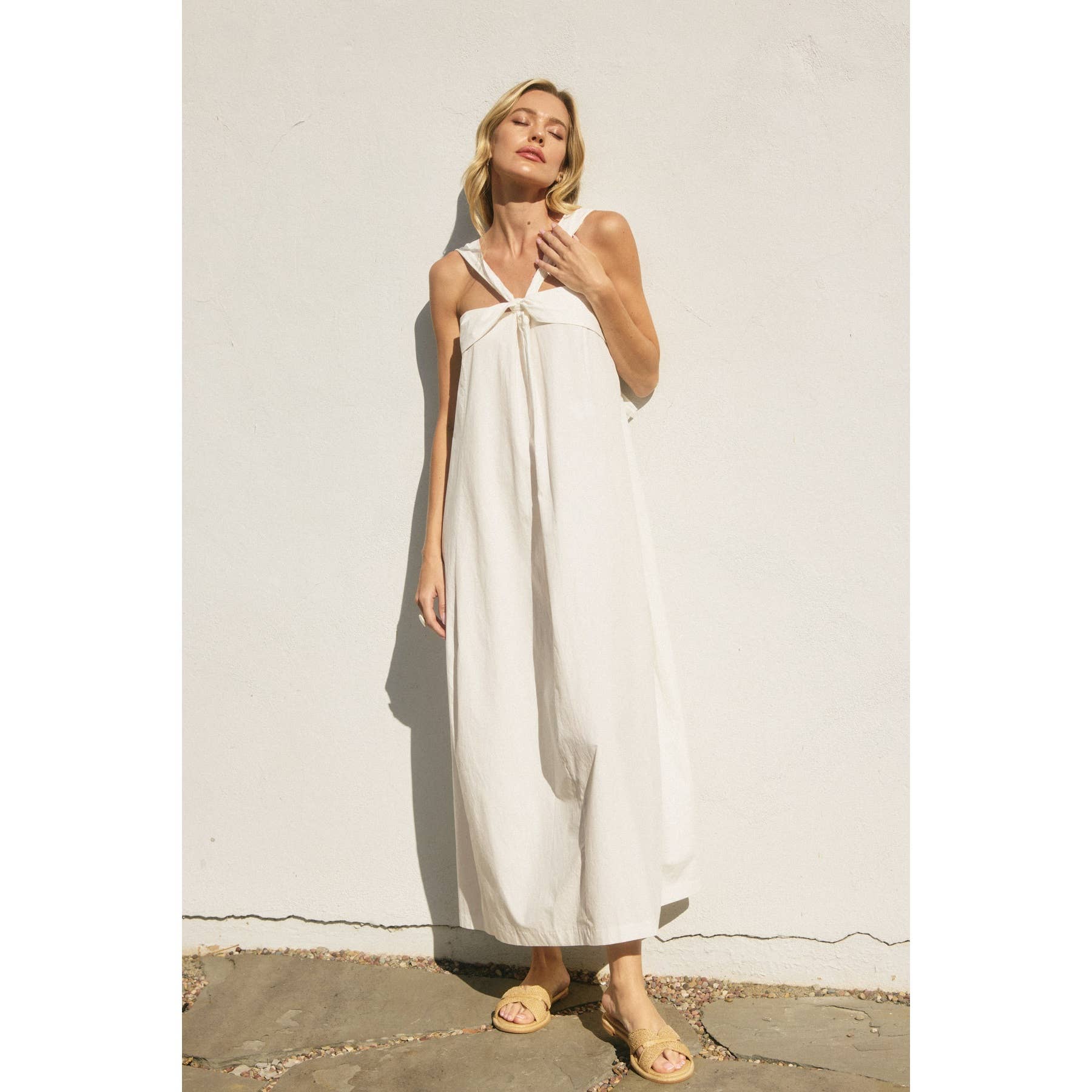 Cotton Halter Maxi Dress: White
