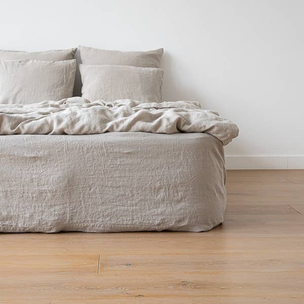 European Linen Fitted Sheet: Natural (King)