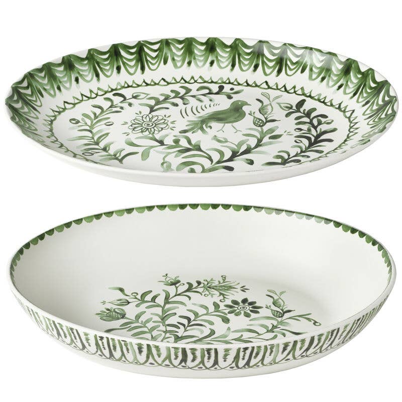 Hand Painted Sicily Bowl/Platter Set: Green