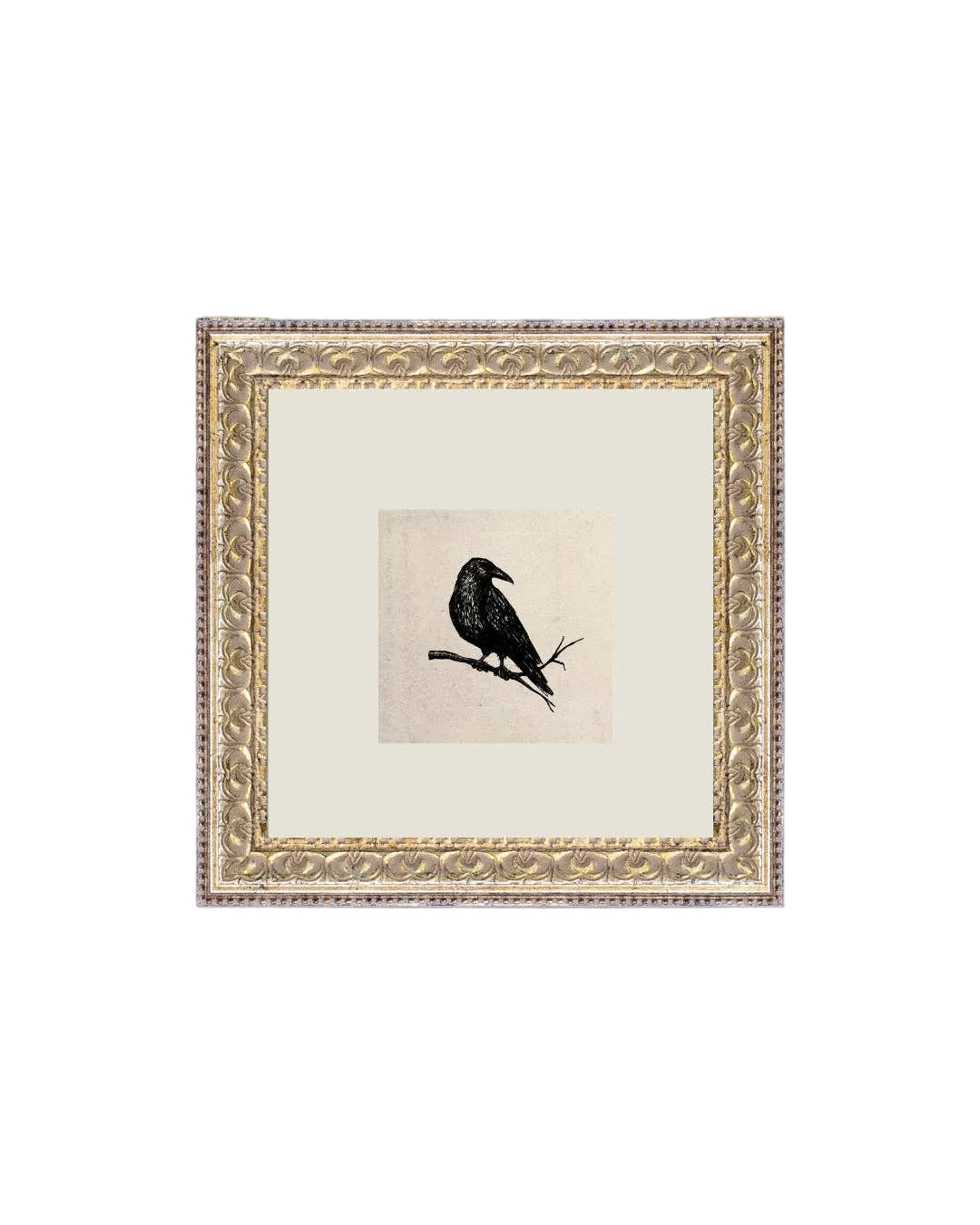 Crow Framed Antique Art: 9x9