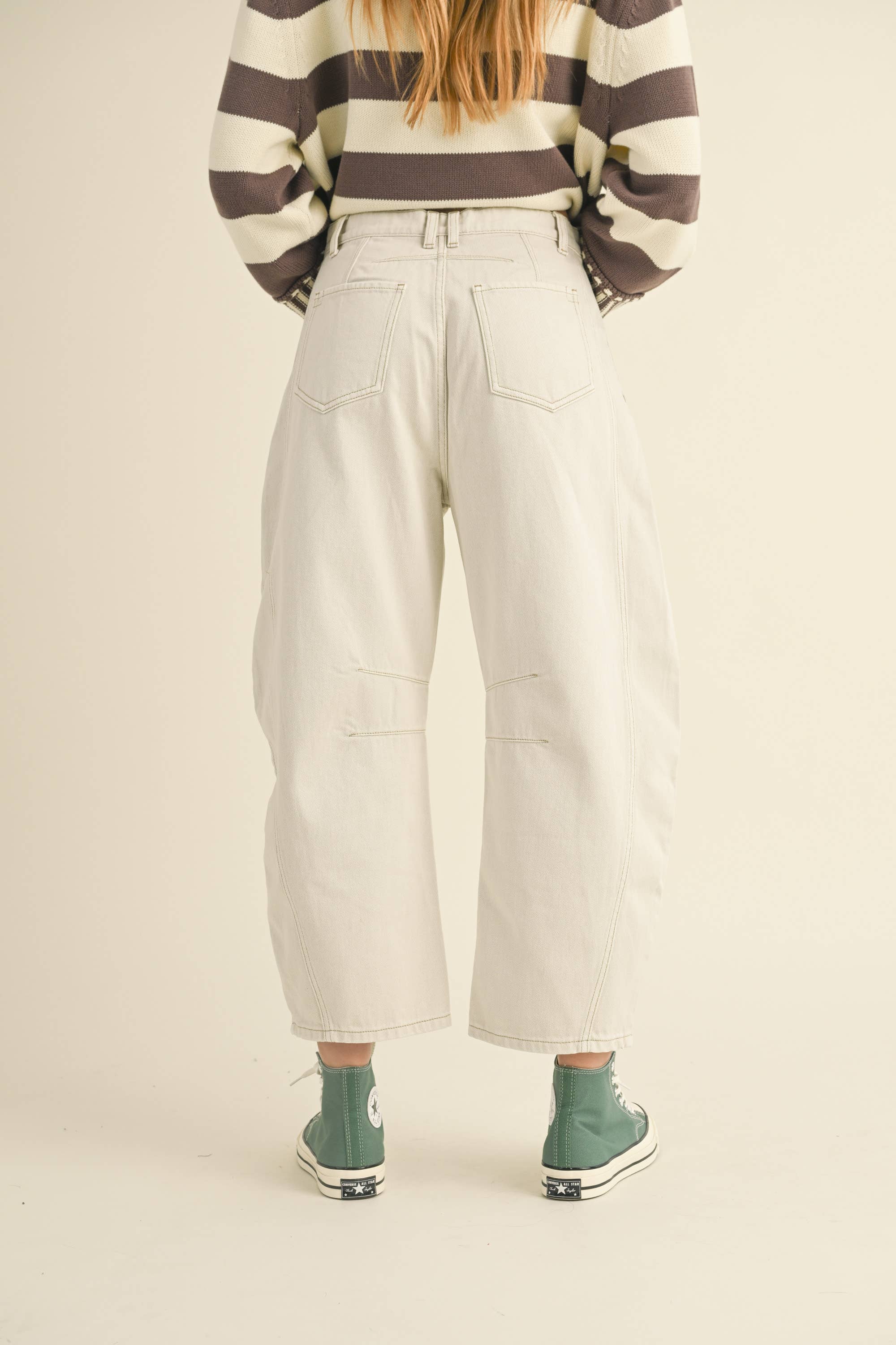 Barrel Denim Pants: Ecru