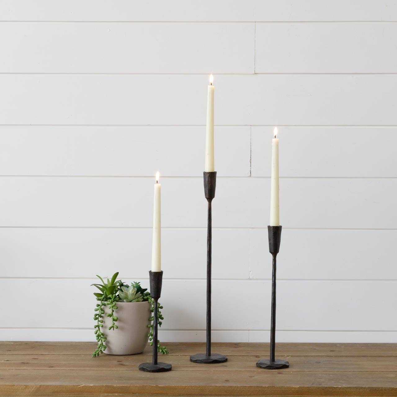 Iron Candle Holders: Set of 3