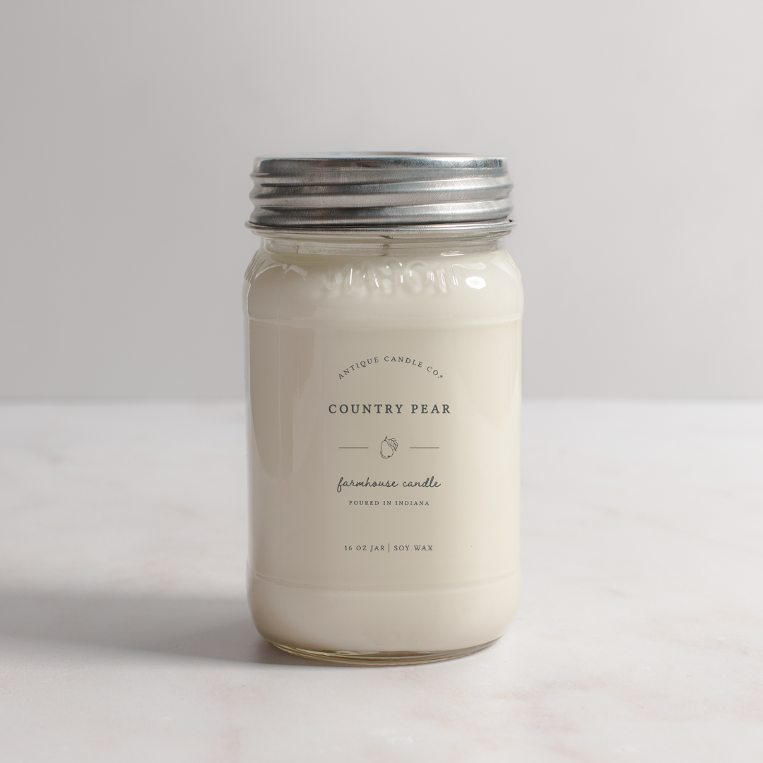 Country Pear - Soy Wax Mason Jar Candle: 16 oz