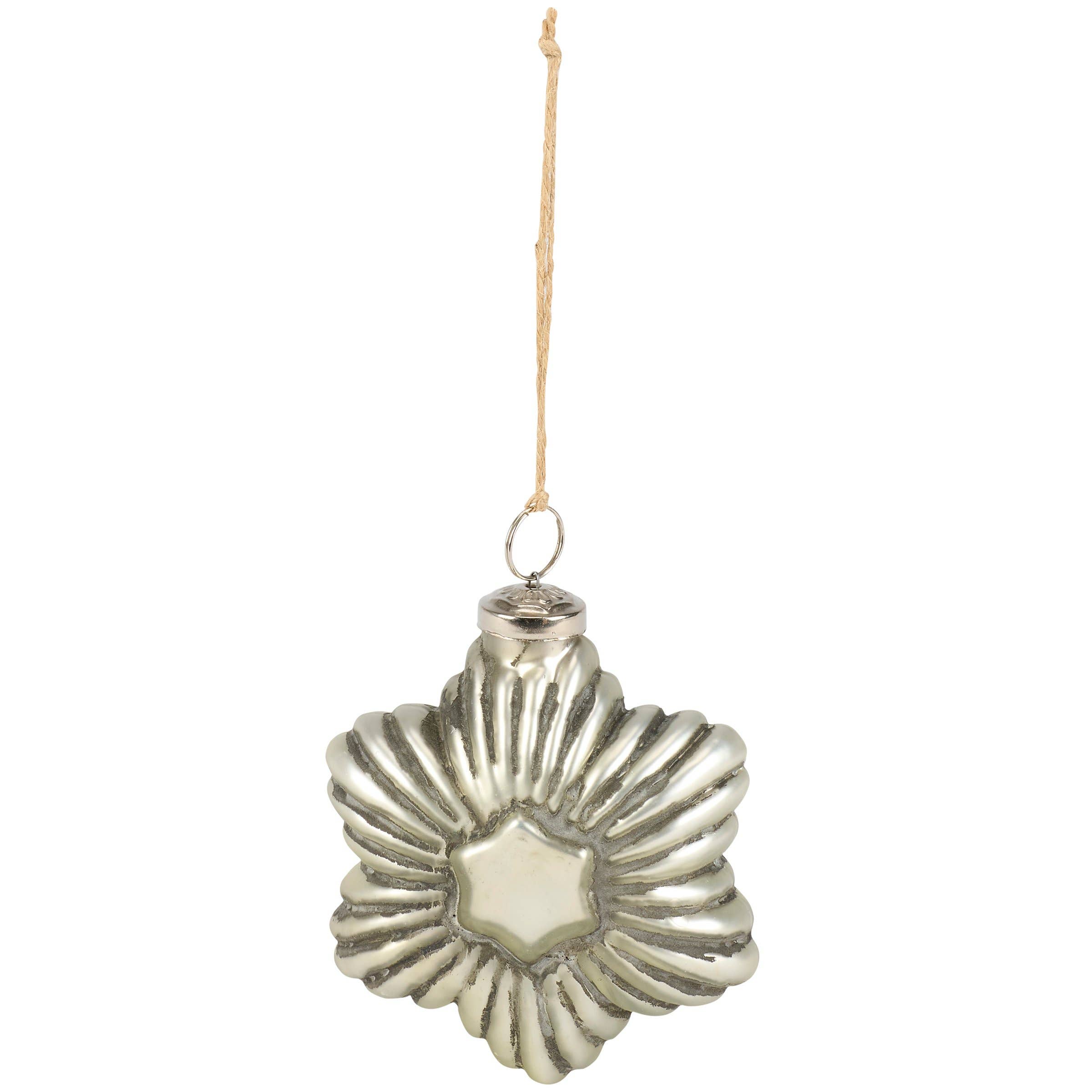 Silver Star Glass Ornament