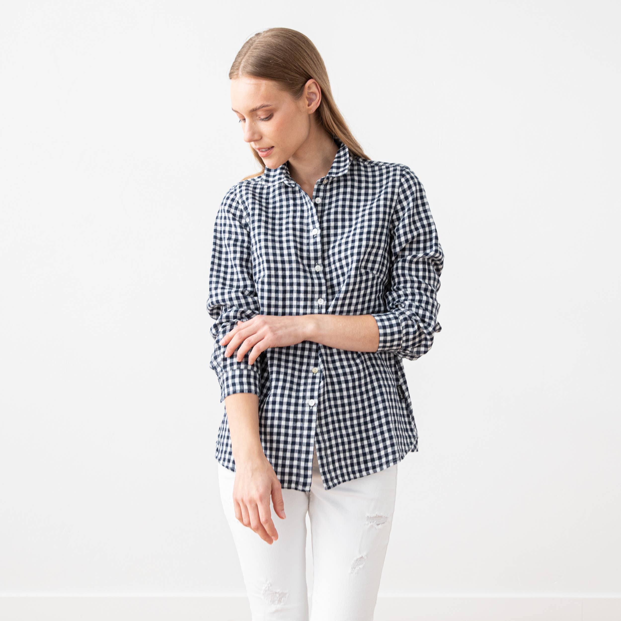 Navy Check Linen Shirt