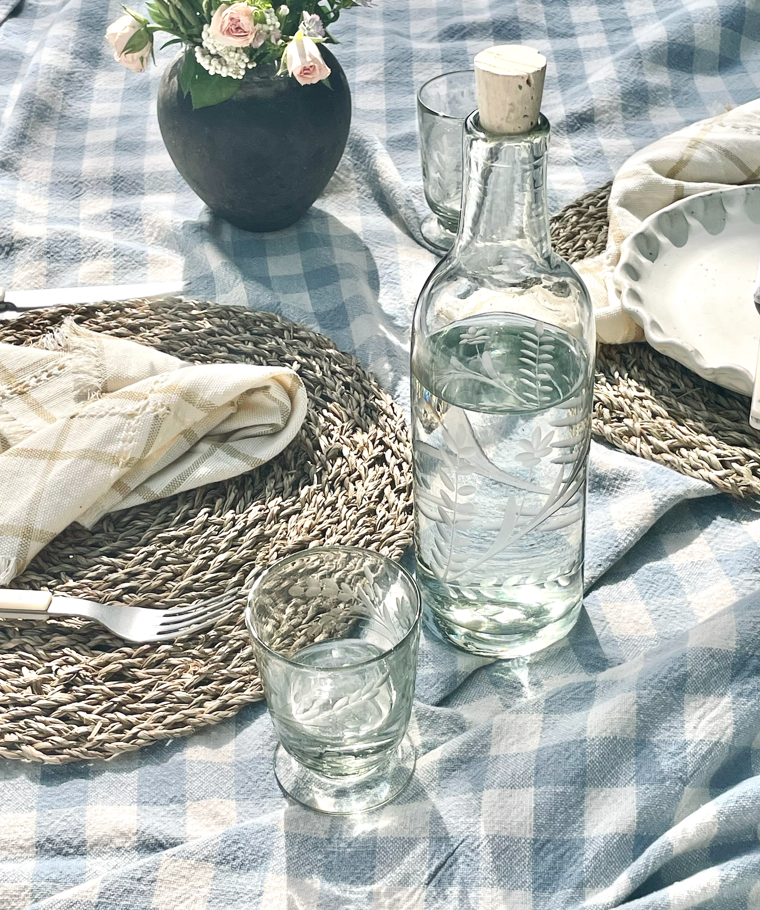 Hand-Etched Blown Bottle