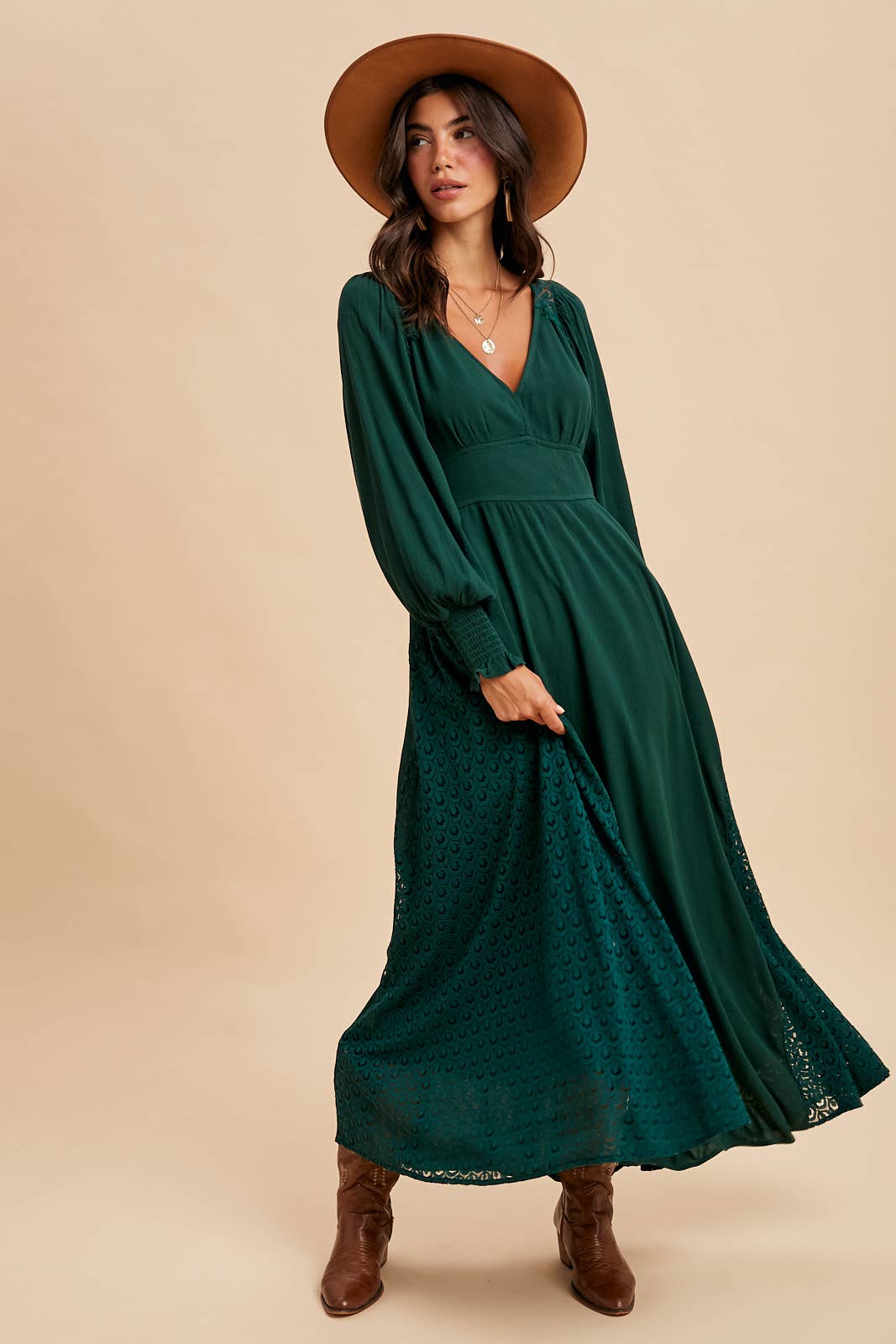 Lace Maxi Dress: Emerald