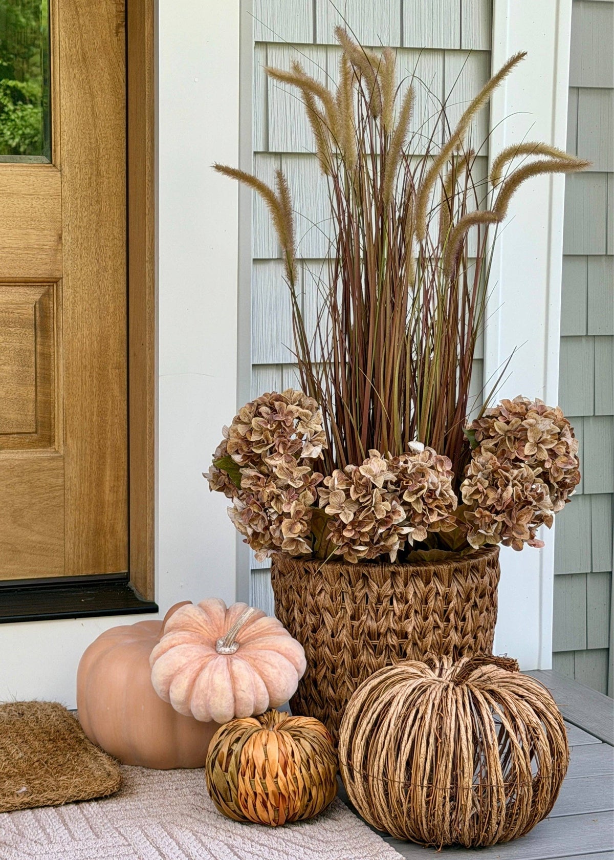 Mixed Brown Artificial Hydrangea Bush - 22"