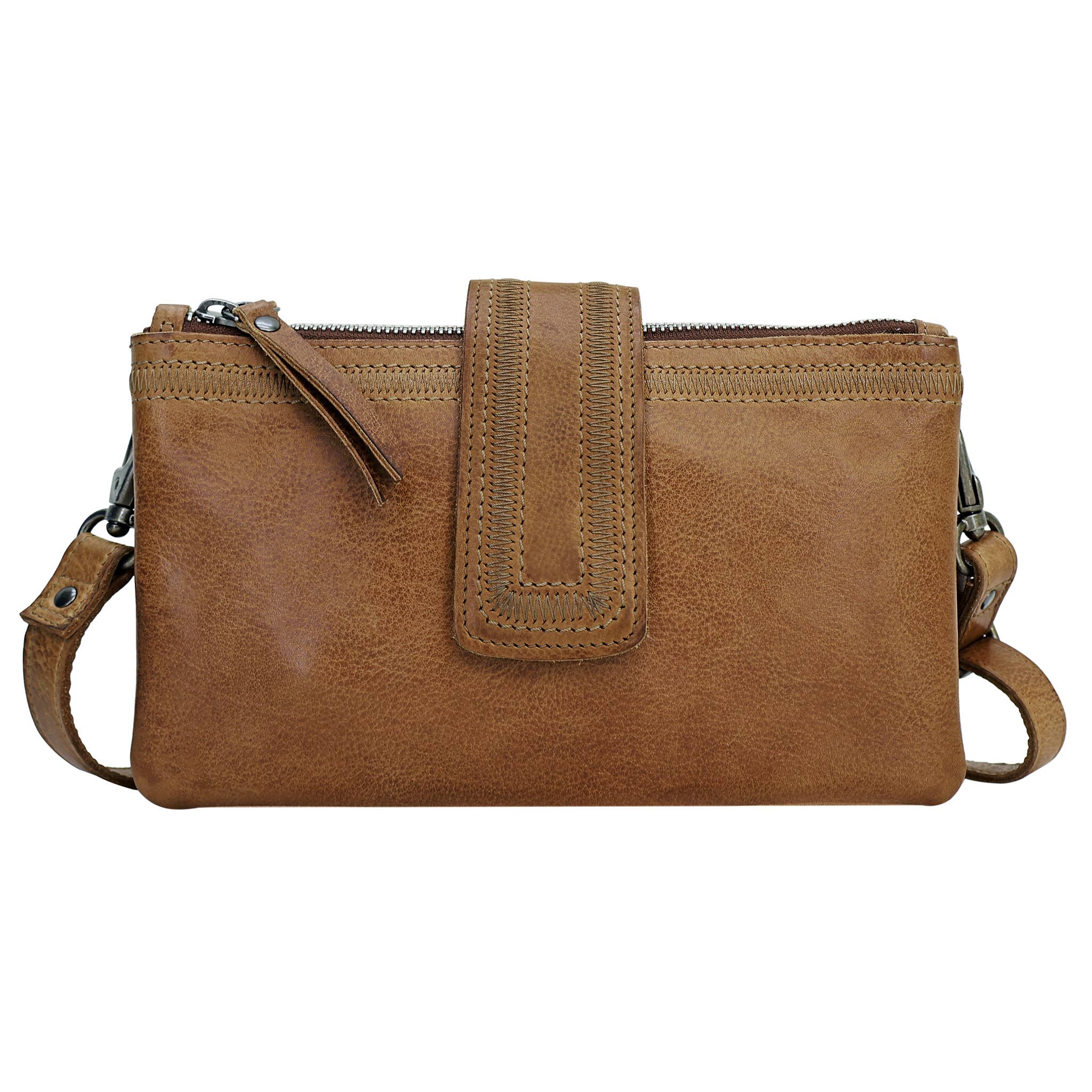 Malta Handcrafted Leather Crossbody Bag: Cognac