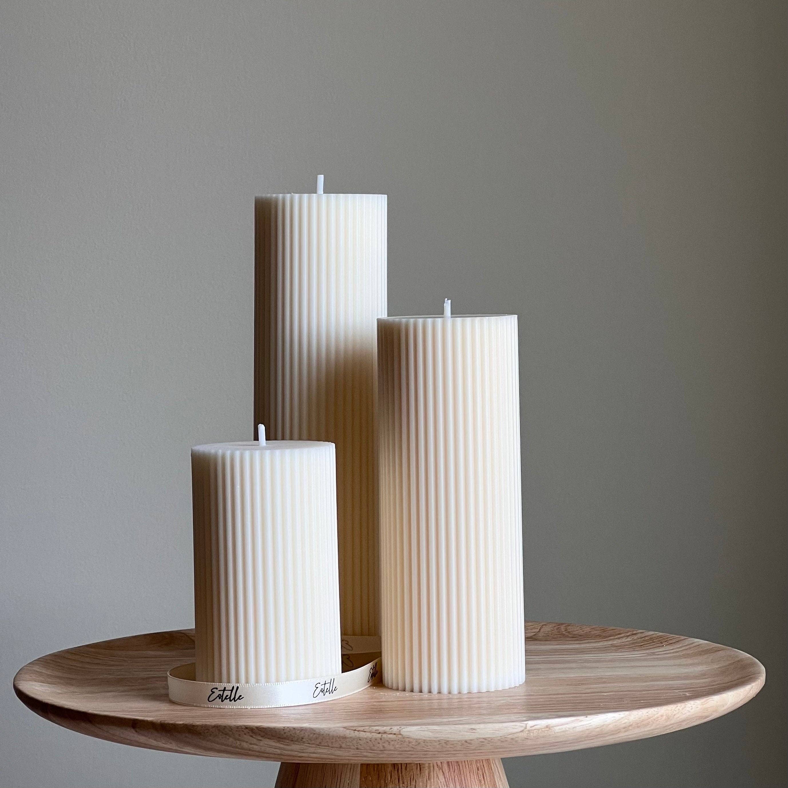 Ribbed Pillar Candle: Mellow / Medium