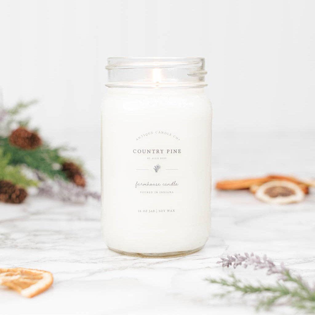 Country Pine - Soy Wax Mason Jar Candle: 16 oz