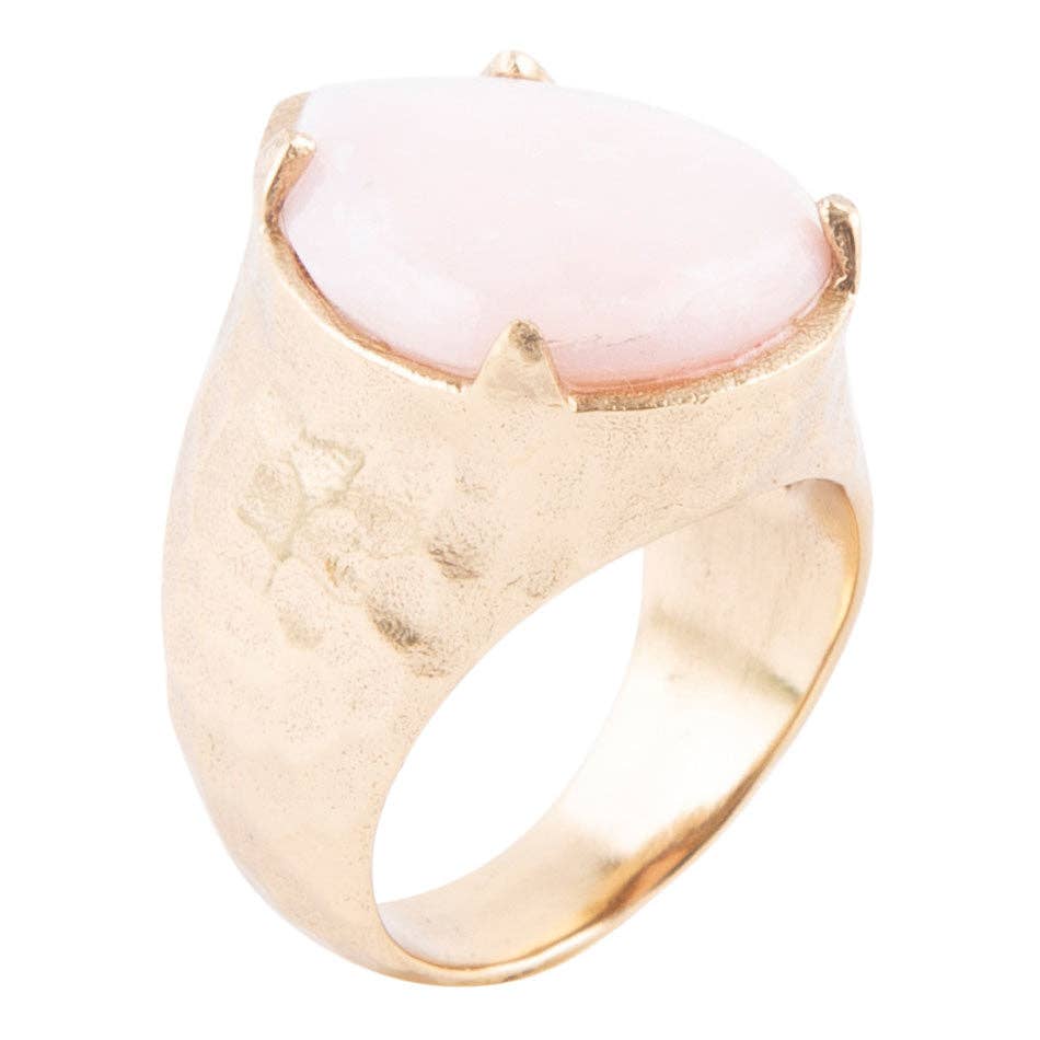 Pink Opal Teardrop Ring: Size 9