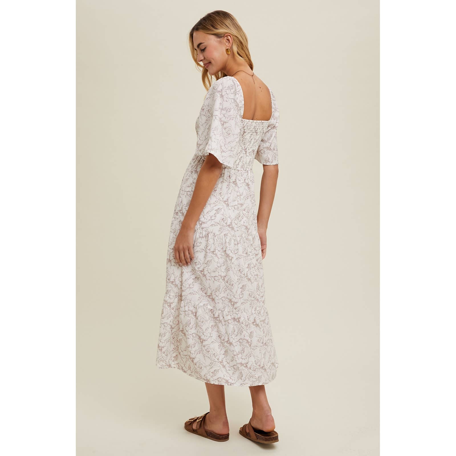 Floral Flutter Sleeve Dress
