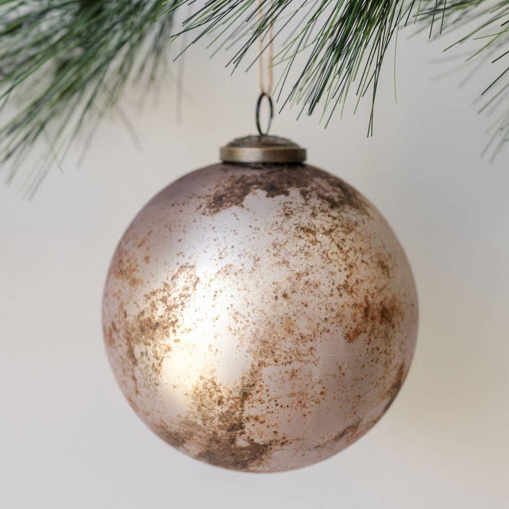 Handcrafted Mercury Marble Glass Ornament: 5"