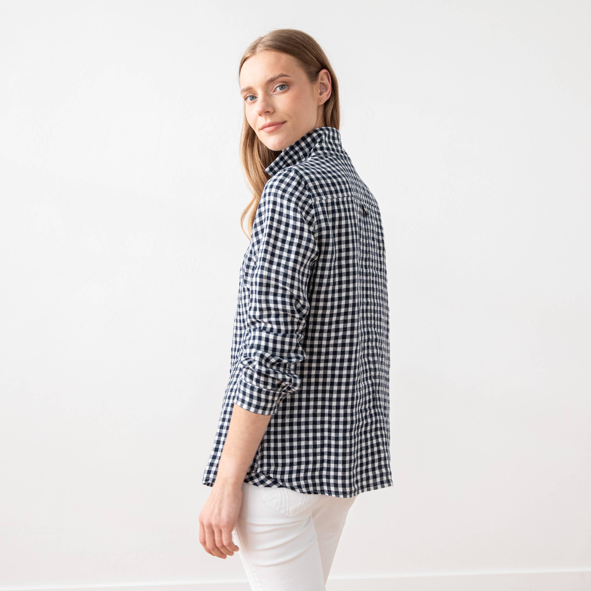 Navy Check Linen Shirt
