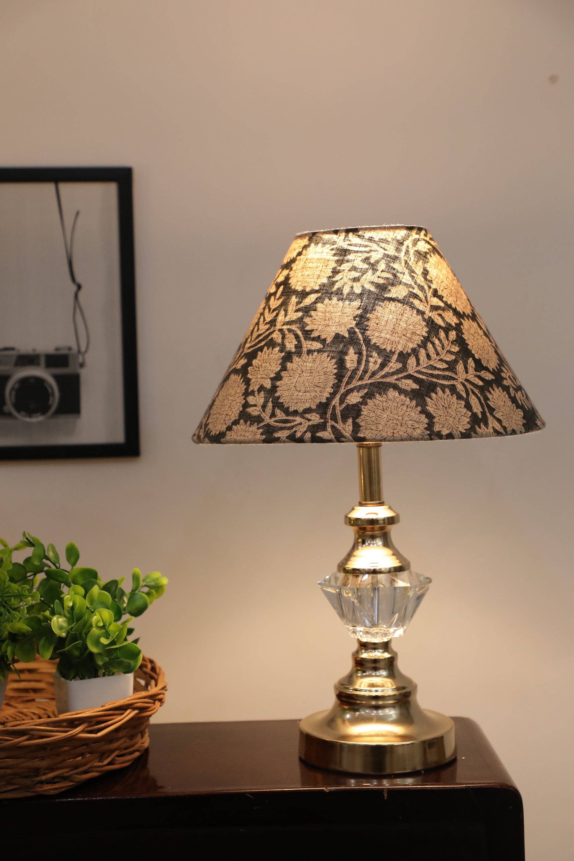 Block Print Lampshade: Blue