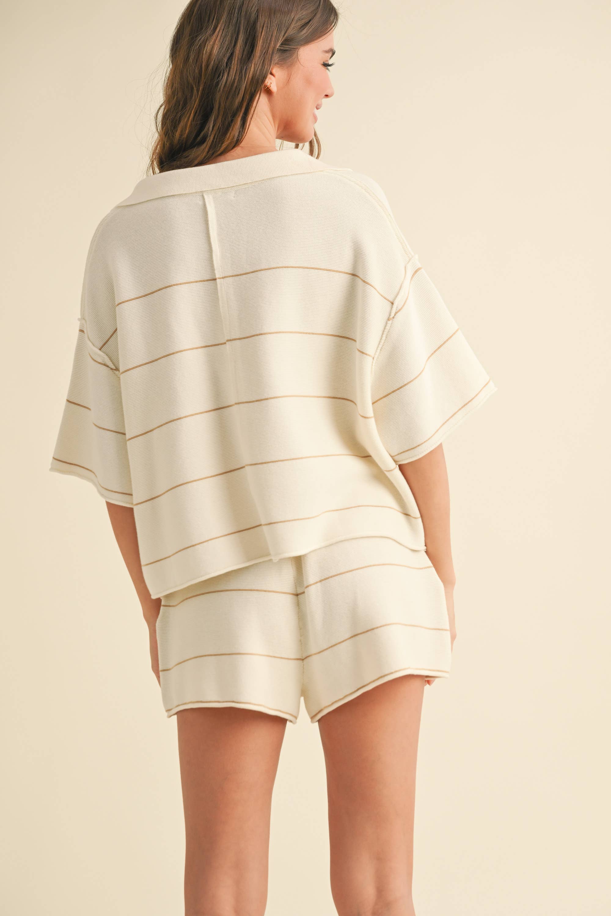 Striped Knitted Collared Blouse