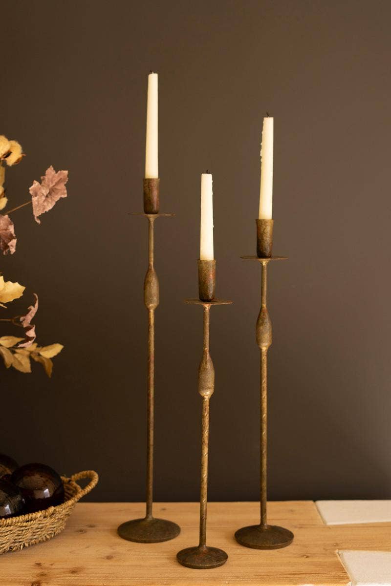 Forged Iron Taper Candle Holders: Set of 3
