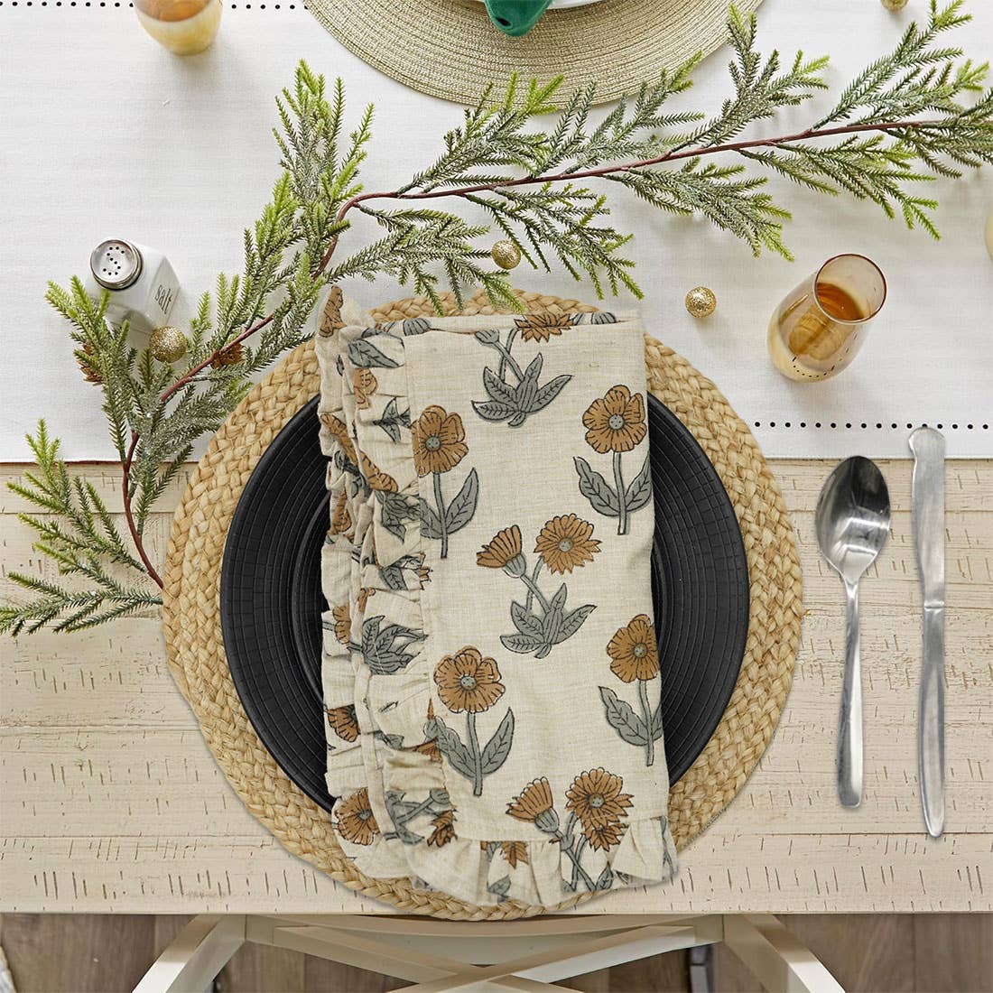Block Printed Napkins: Beige / Set of 4