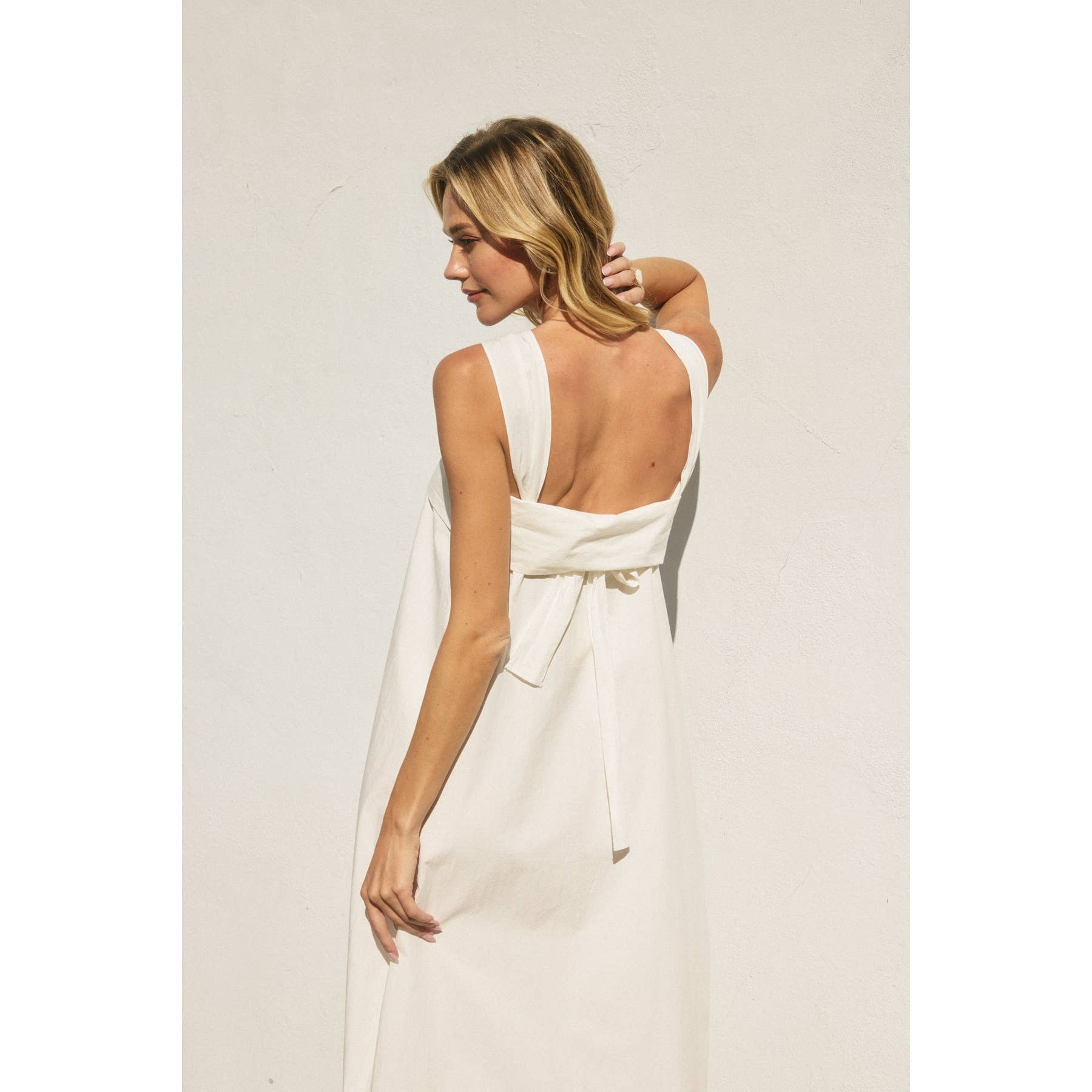 Cotton Halter Maxi Dress: White