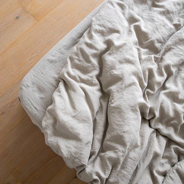 European Linen Fitted Sheet: Natural (King)
