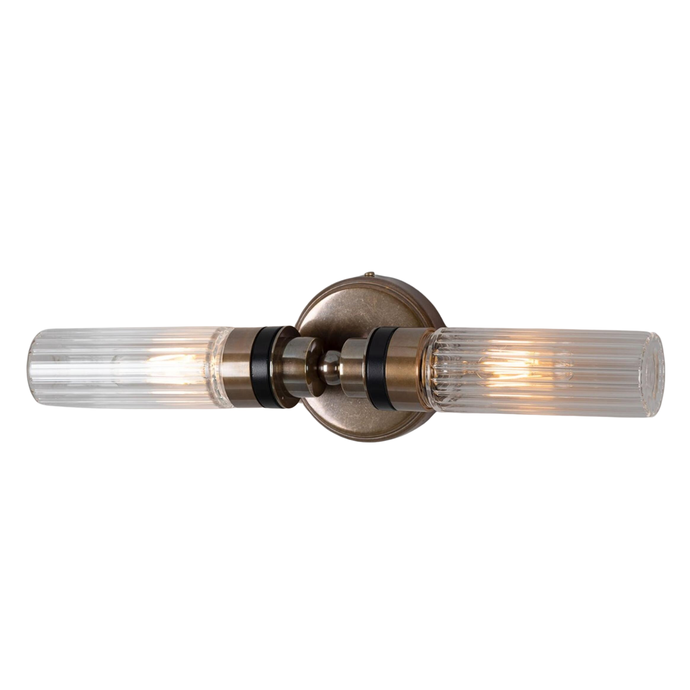 Double Tube Ribbed Glass Sconce