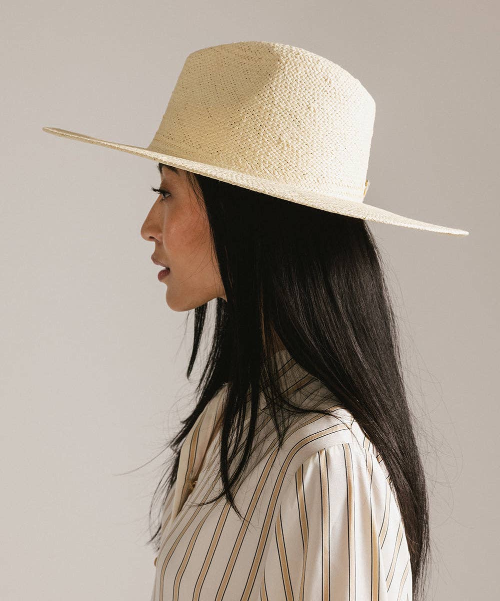 Gigi Pip Faye Wide Fedora Straw Hat: Natural