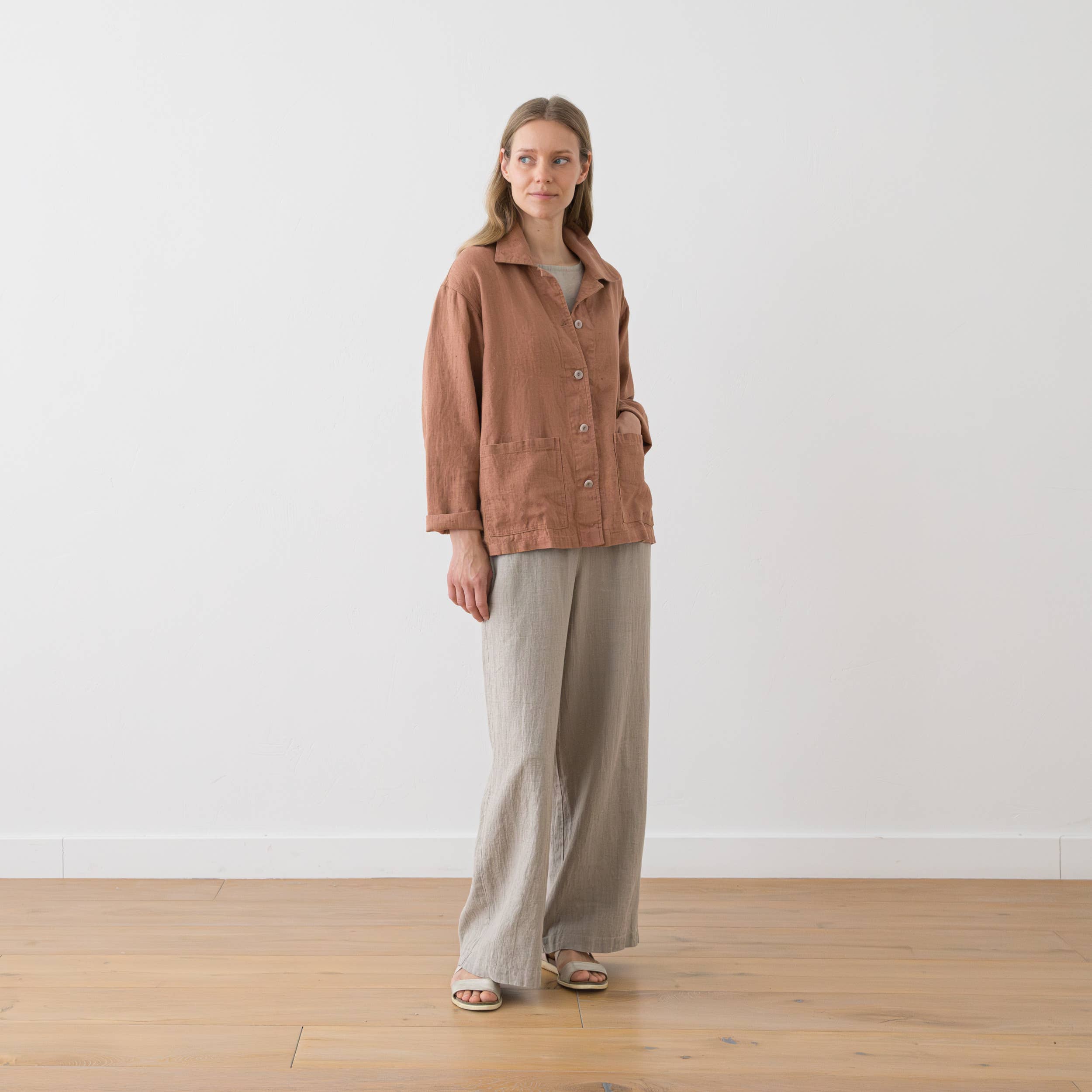 Mocha Linen Oversized Jacket