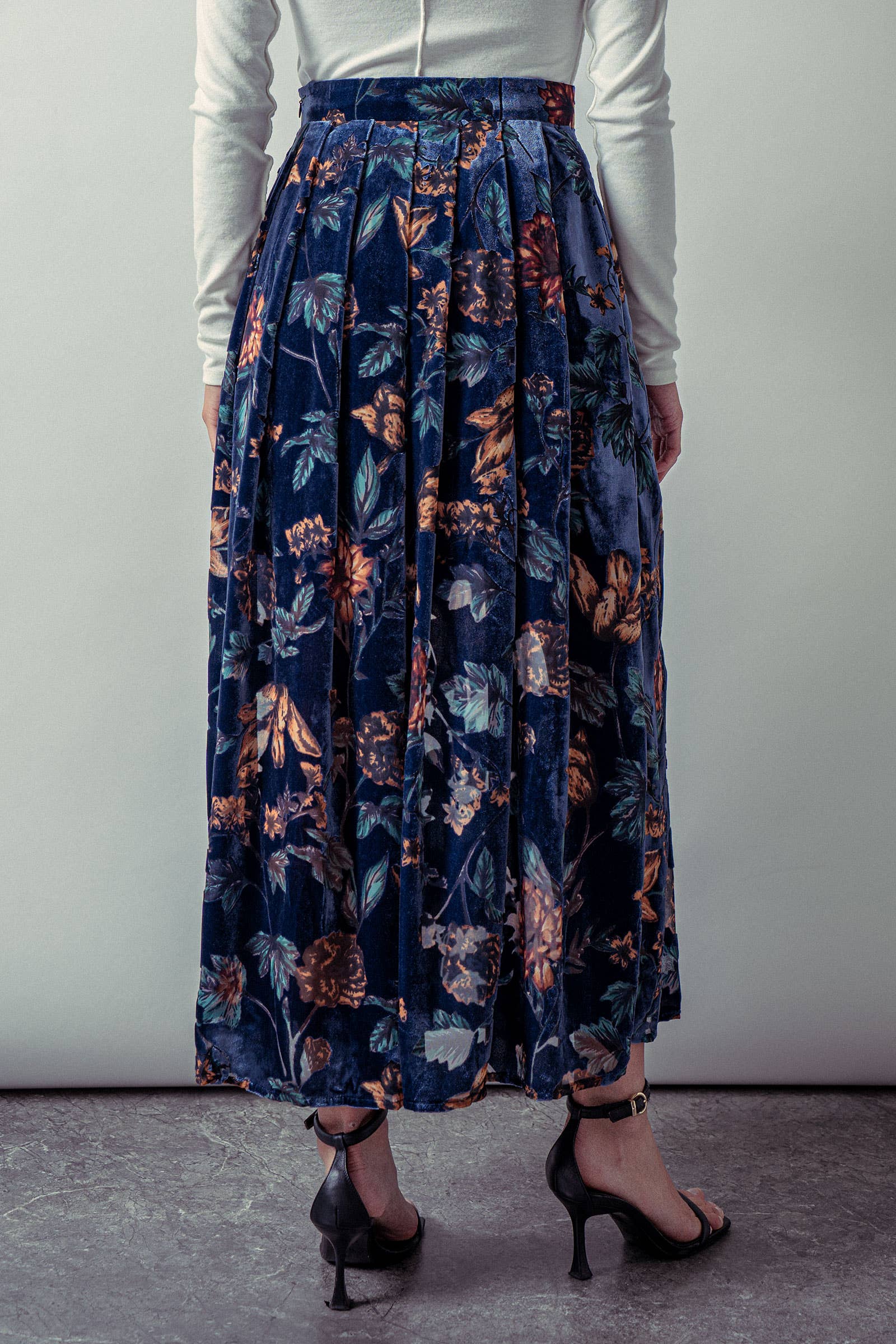 Velvet Floral Maxi Skirt