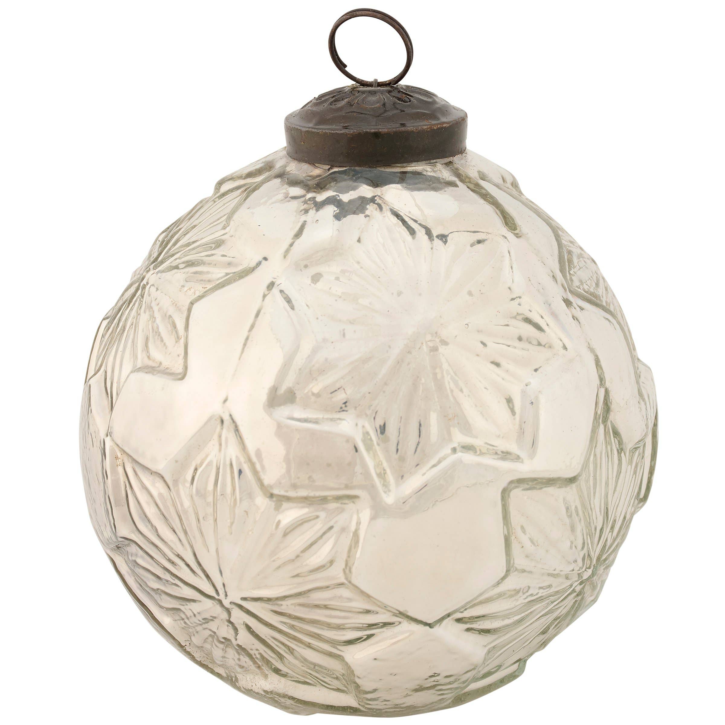 Silver Snowflake Glass Ornament