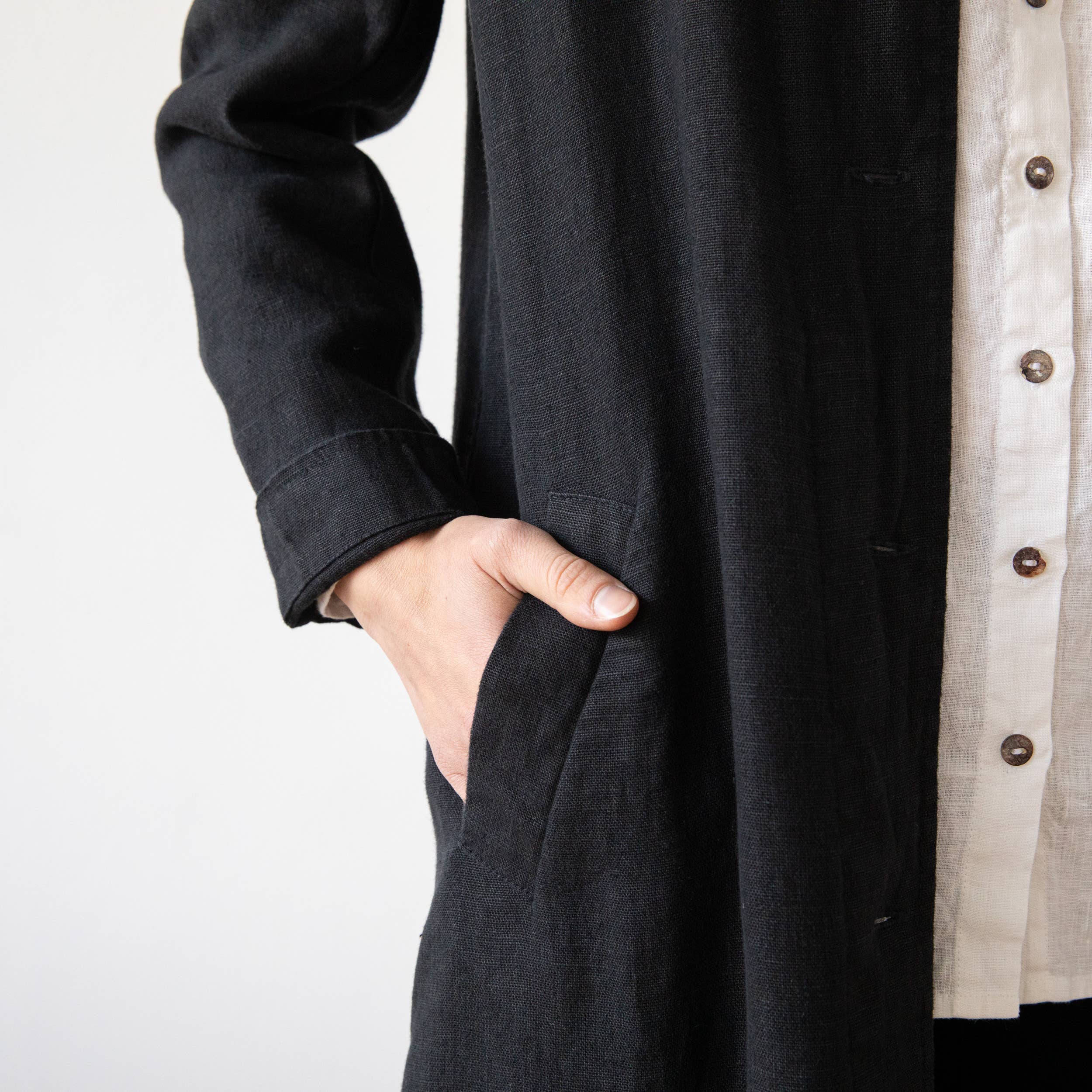 Long Black Linen Jacket