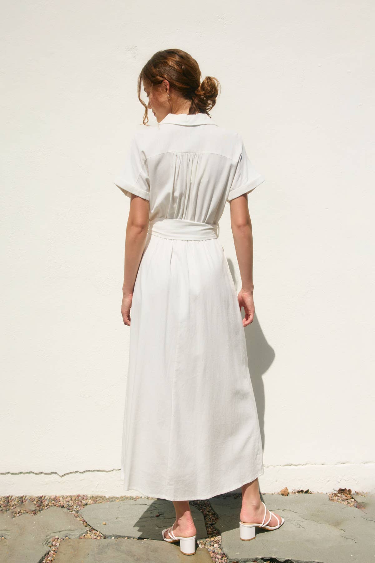 Solid Midi Dress: Ivory