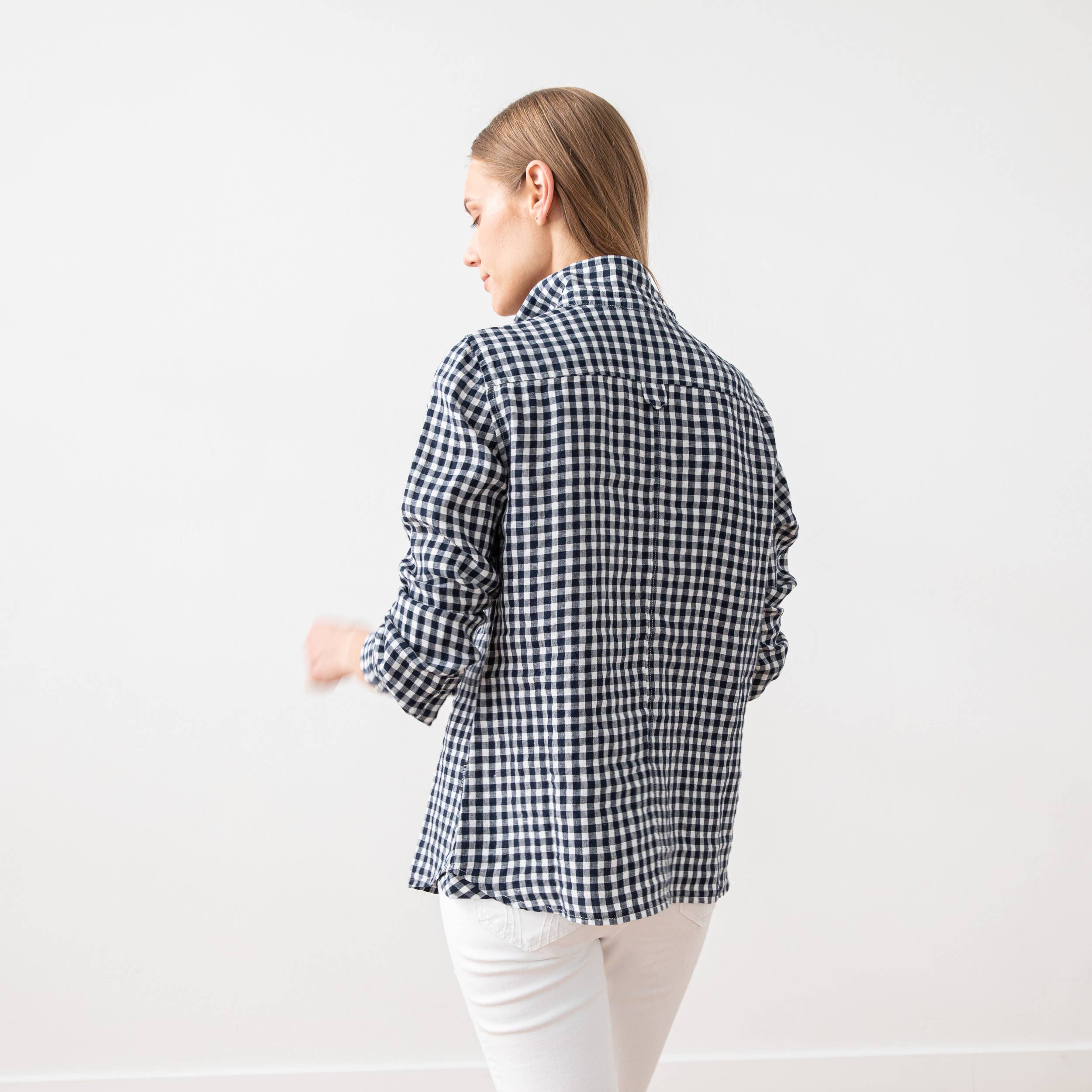 Navy Check Linen Shirt