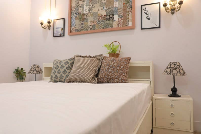 Block Print Lampshade: Blue