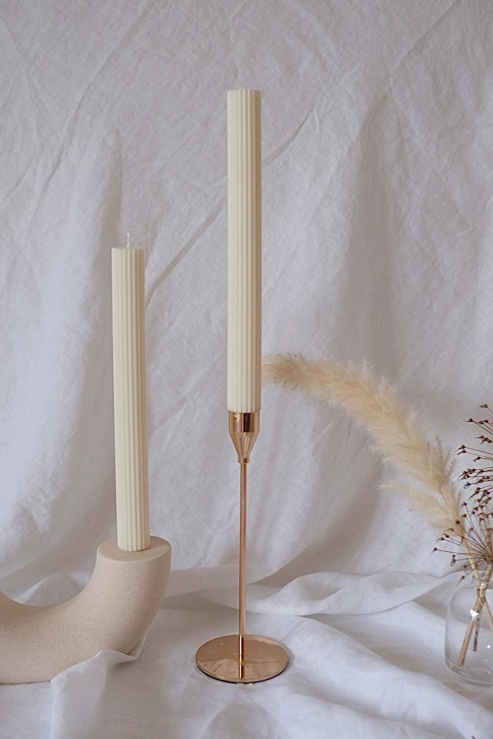 Taper Ribbed Pillar Candle