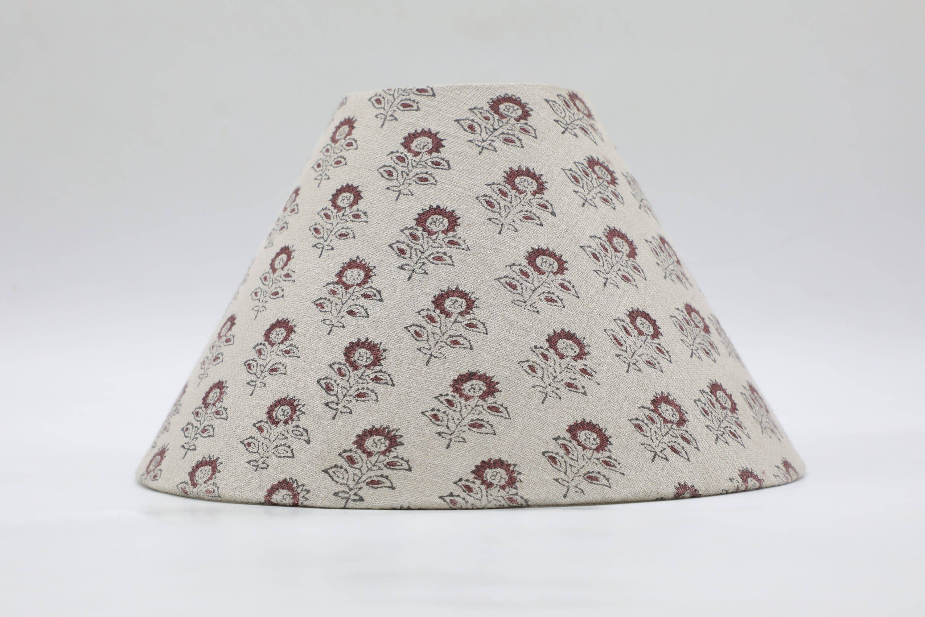 Block Print Lampshade: Beige & Wine