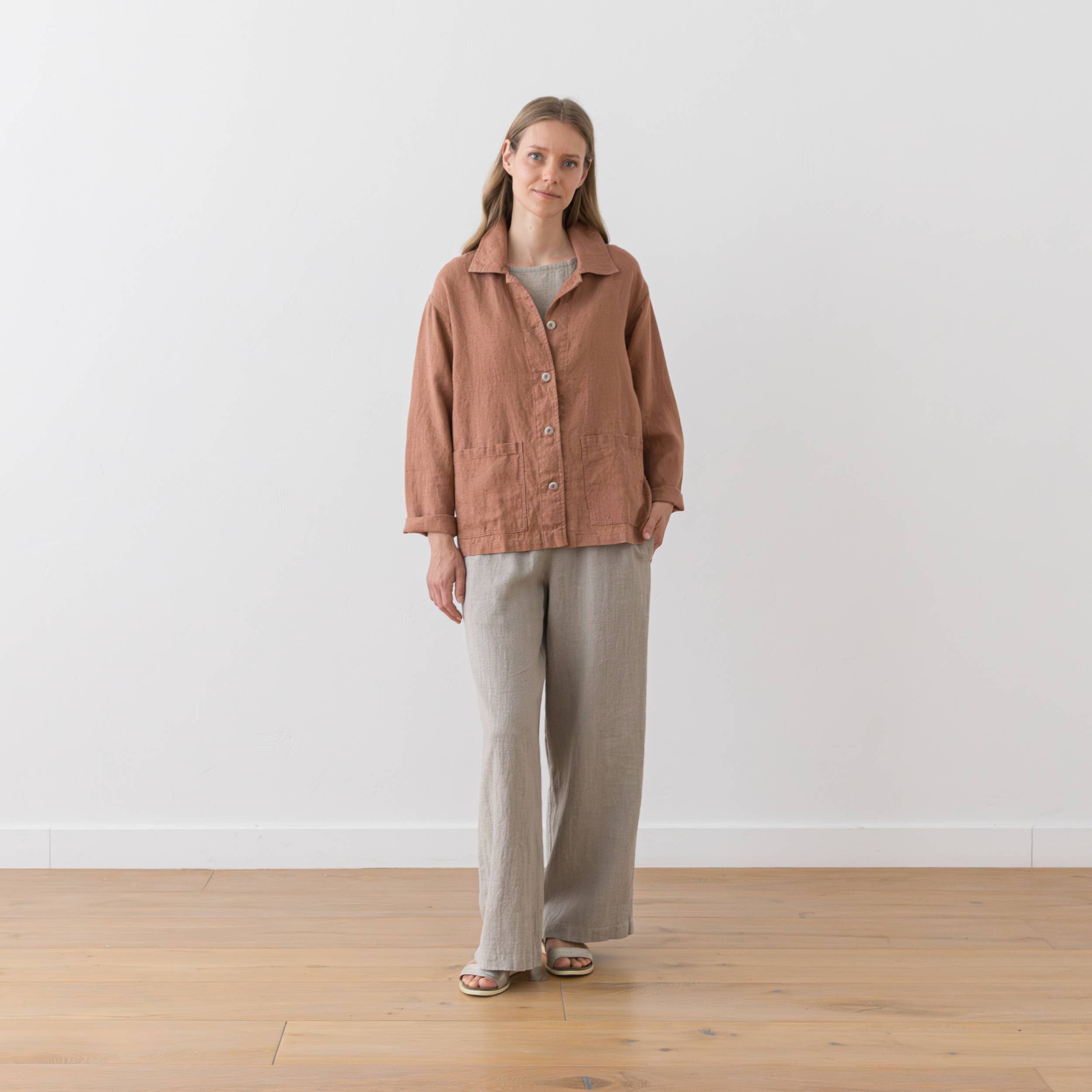 Mocha Linen Oversized Jacket