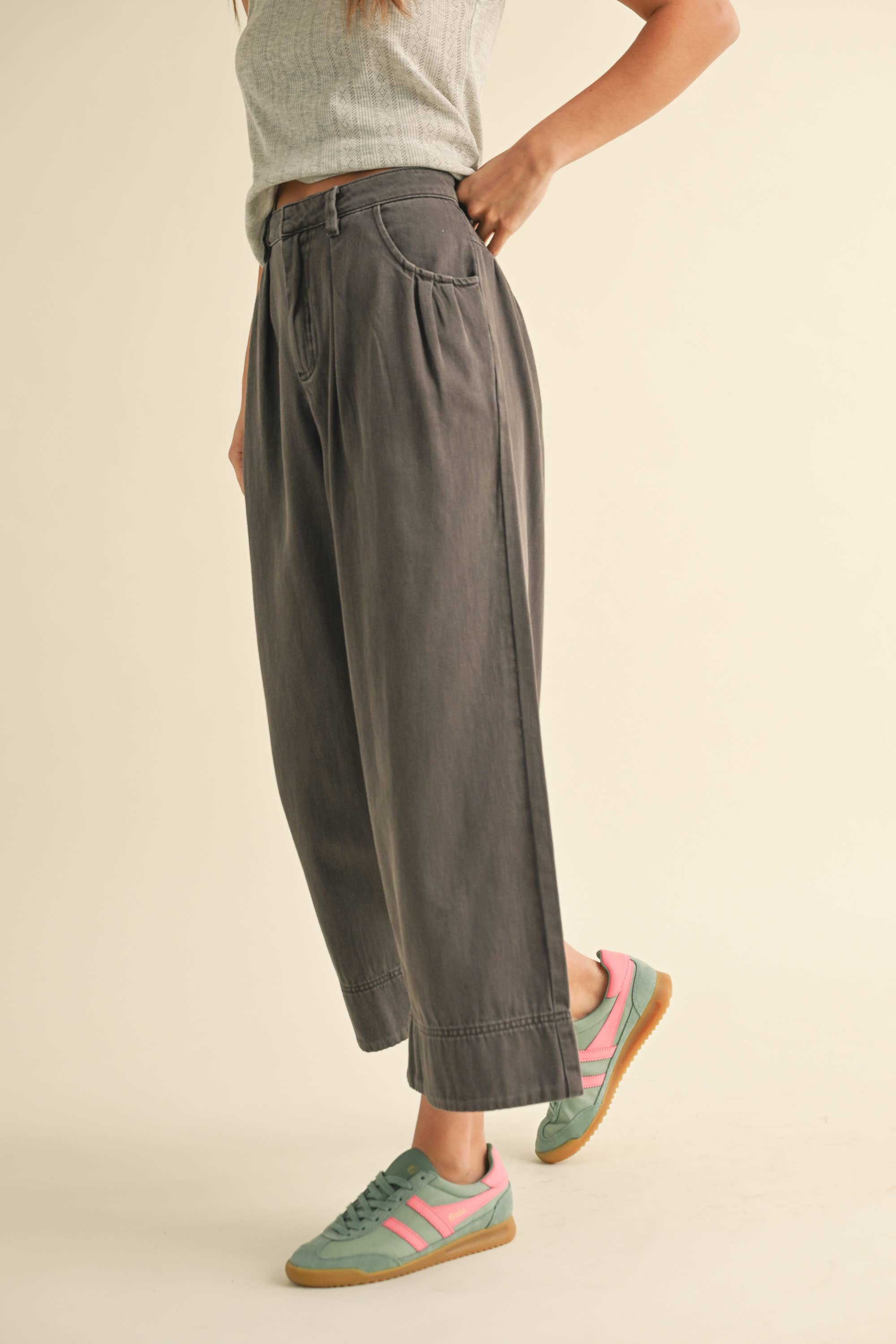 Loose Fit Cotton Pant: Charcoal