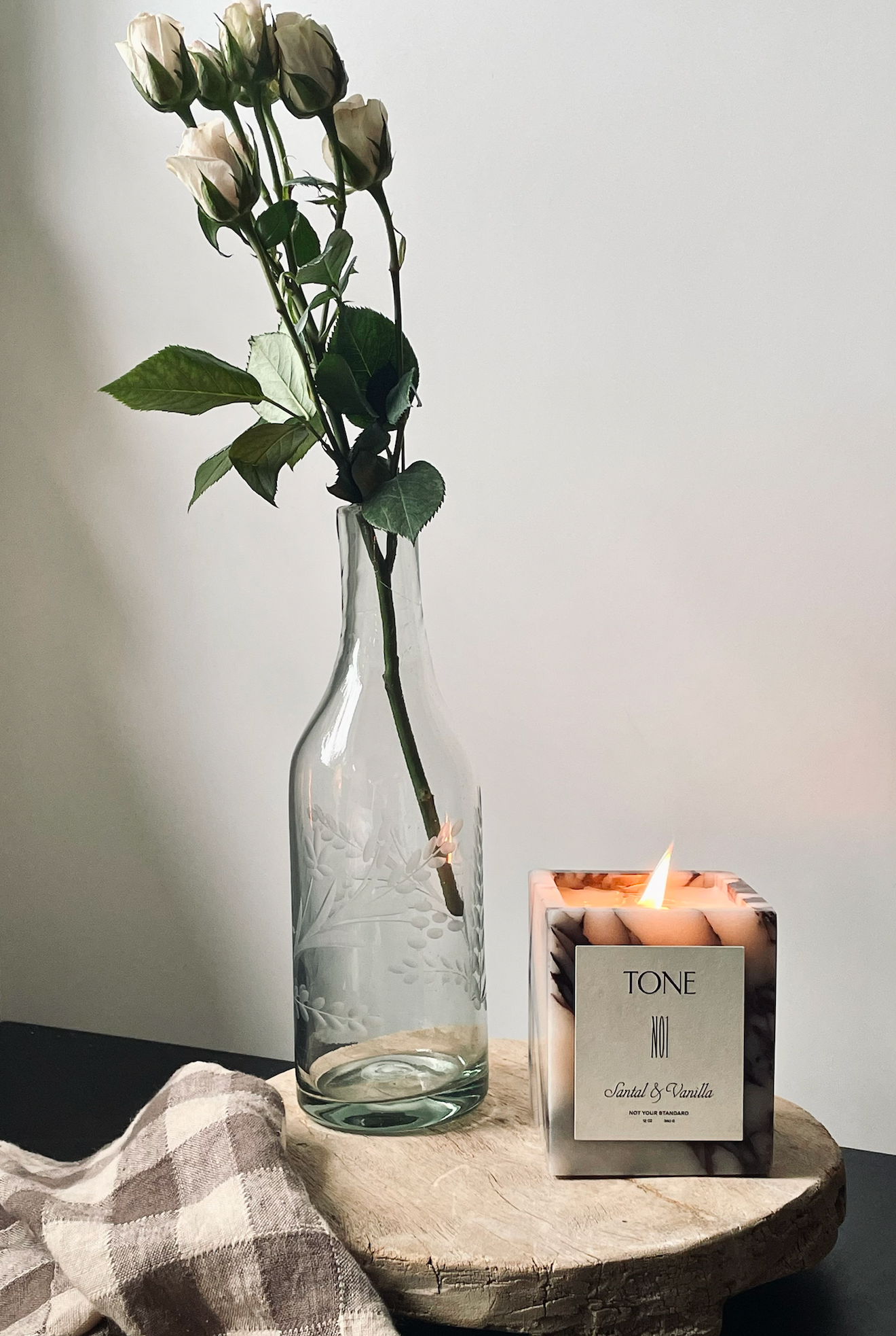 Hand-Etched Blown Bottle