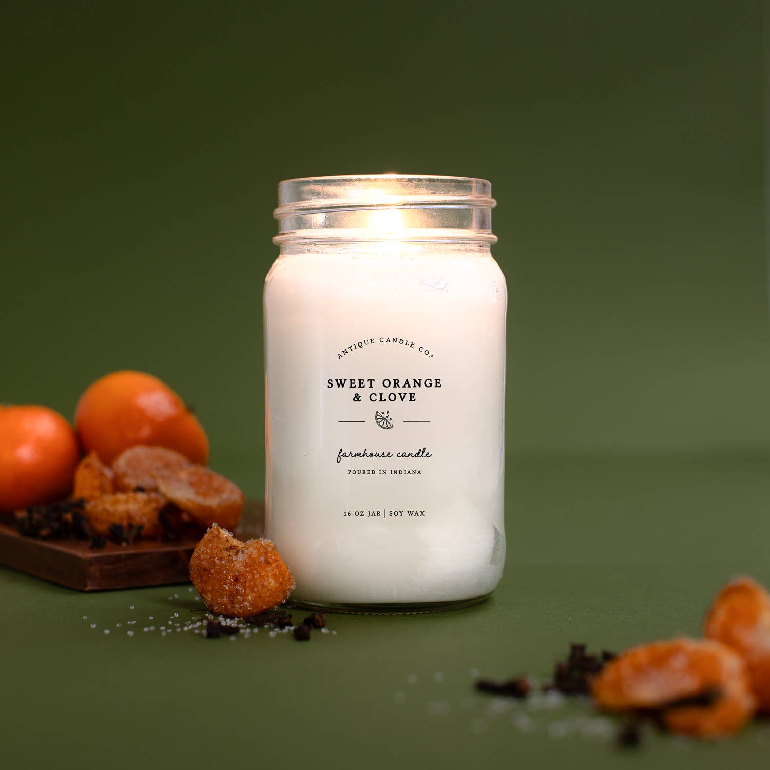 Sweet Orange & Clove - Soy Wax Mason Jar Candle: 16 oz