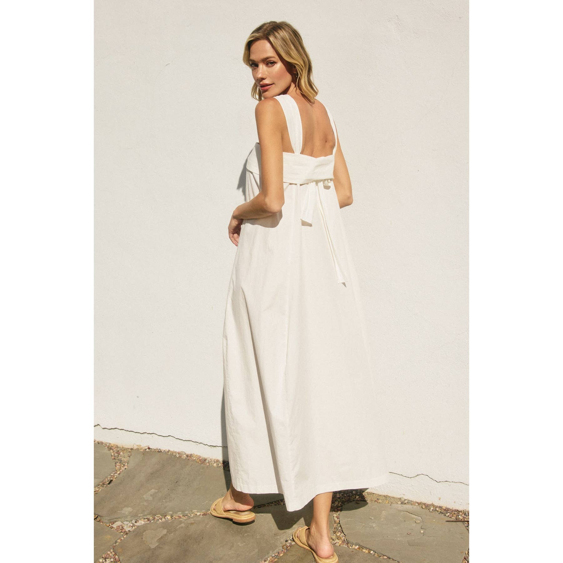 Cotton Halter Maxi Dress: White