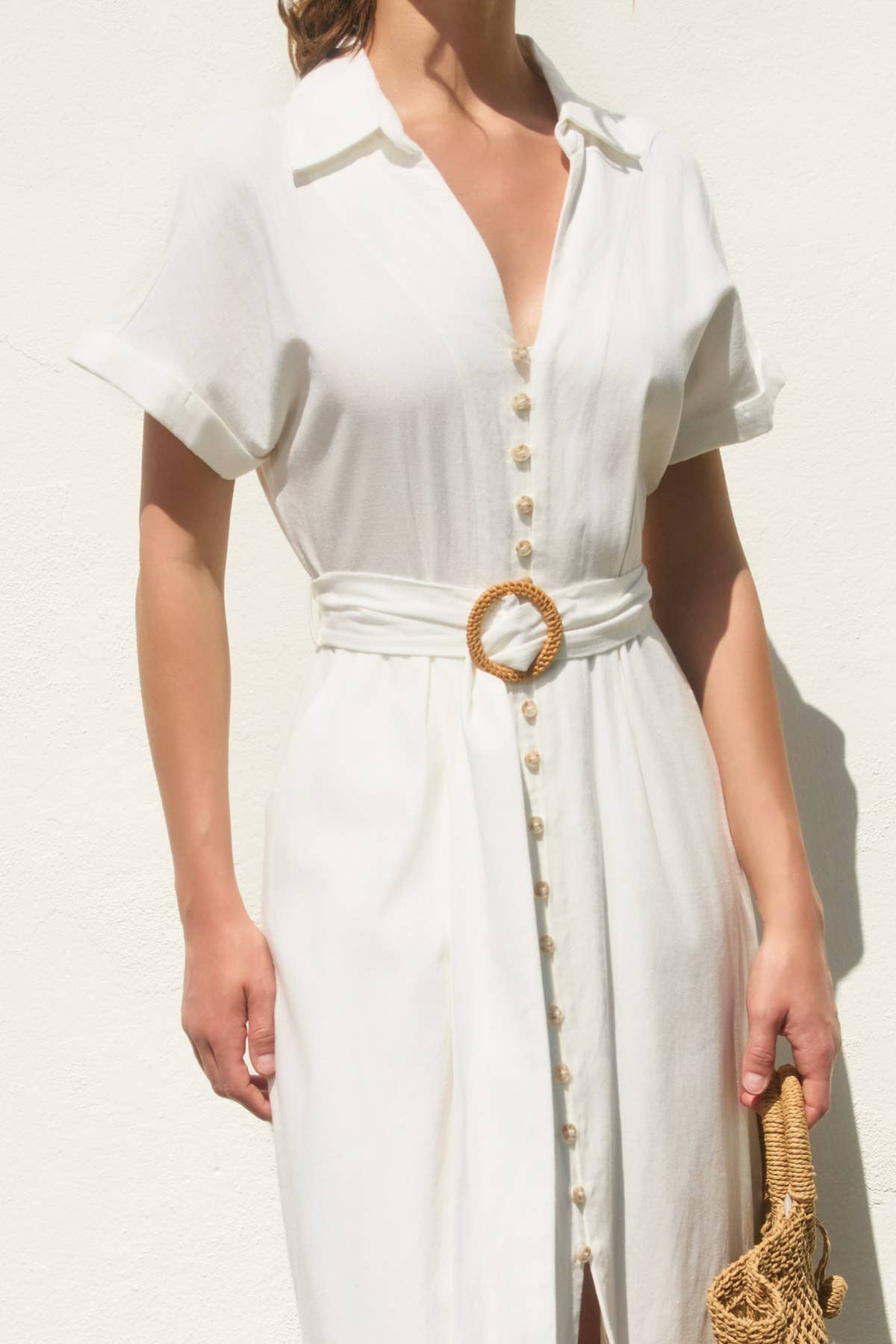Solid Midi Dress: Ivory