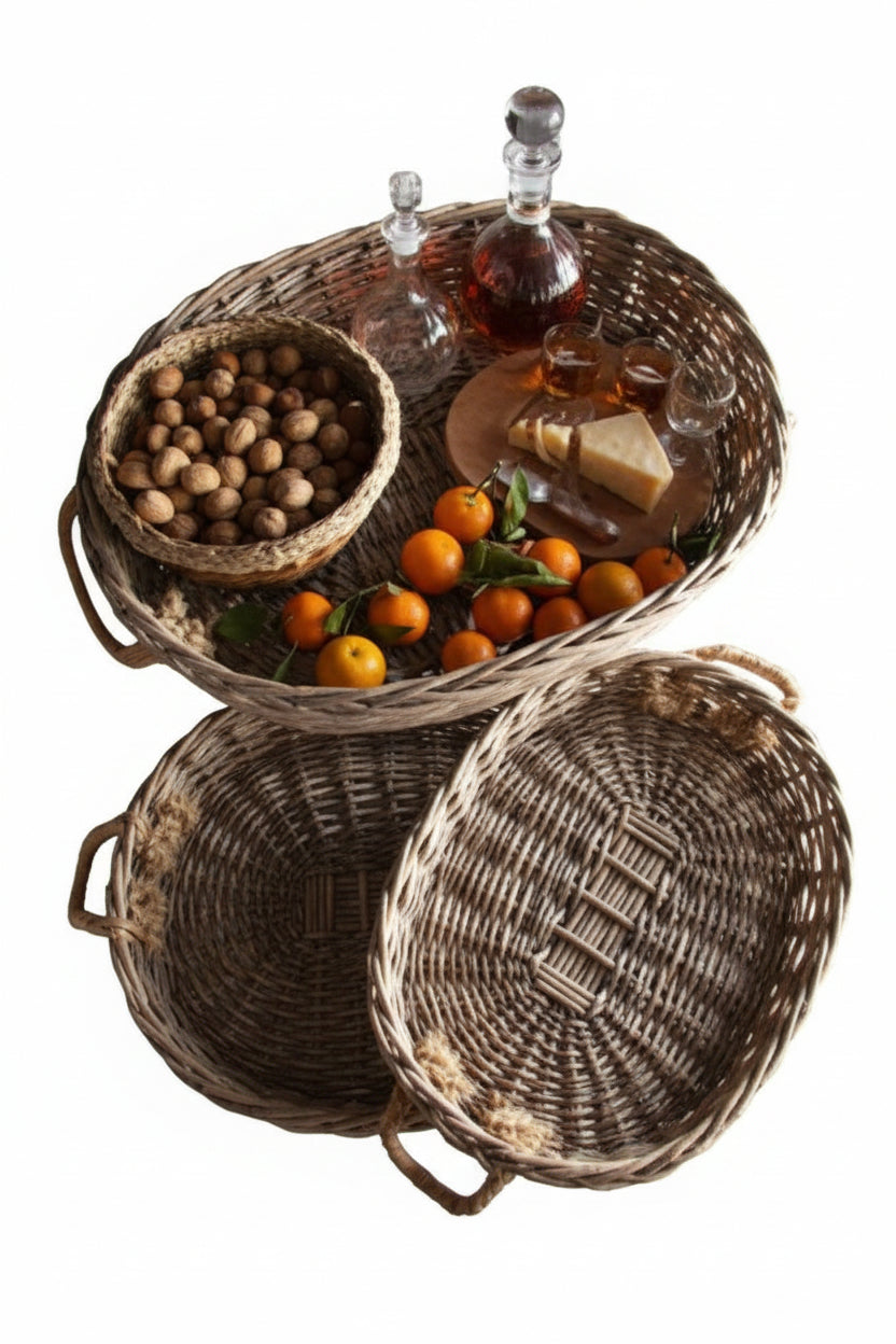 Oval Willow Trays with Jute Handles: Set of 3