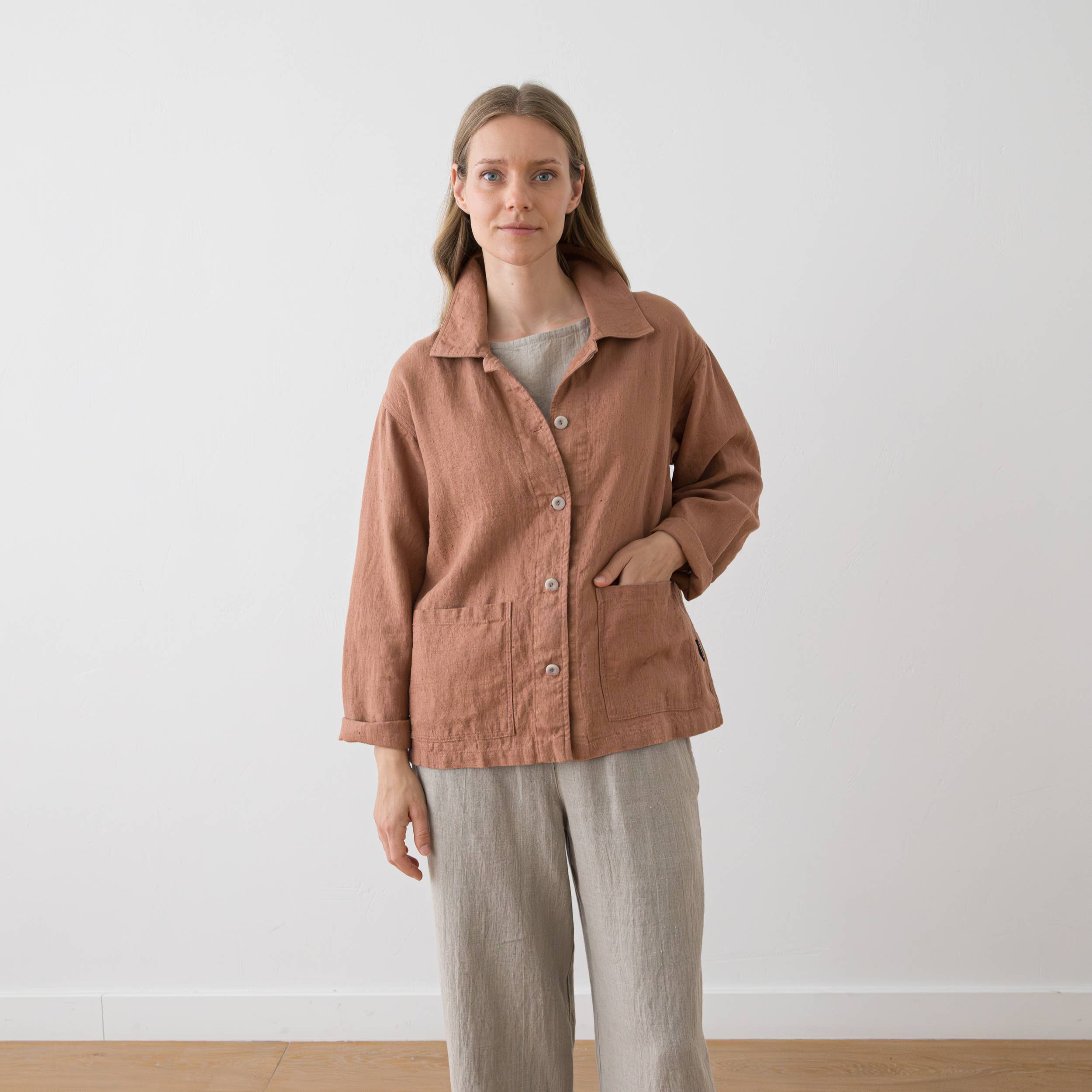 Mocha Linen Oversized Jacket