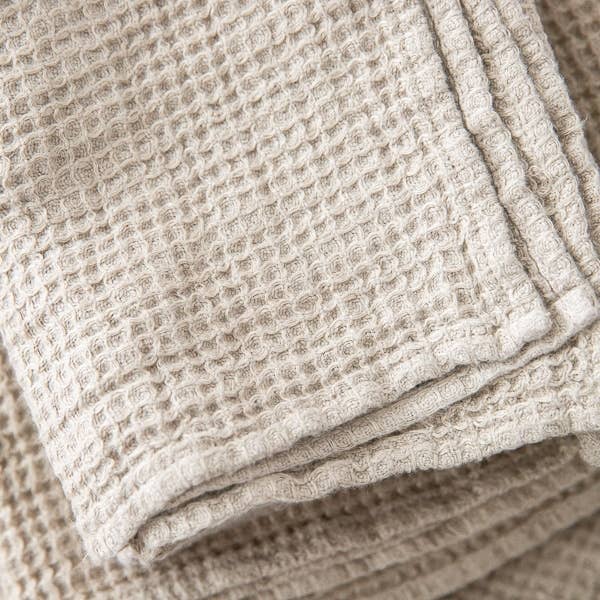 Linen Waffle Weave Hand Towels: Natural