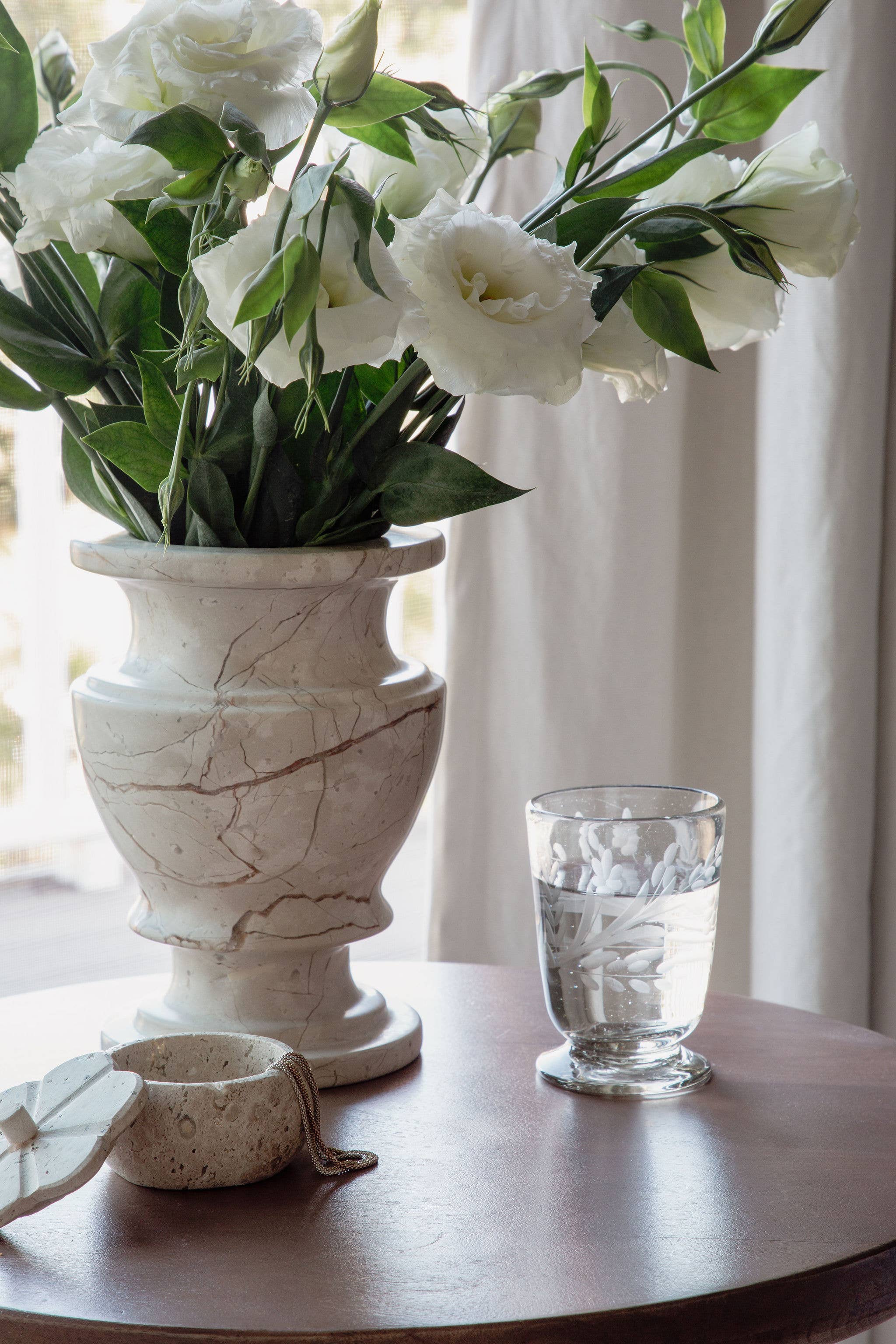 Floral Footed Wine Glass