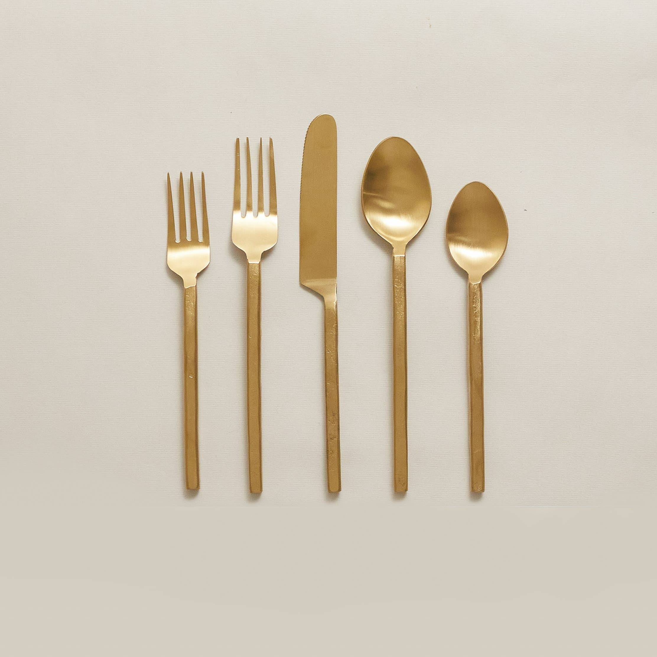 Handmade Gold Flatware Set: Set of 5