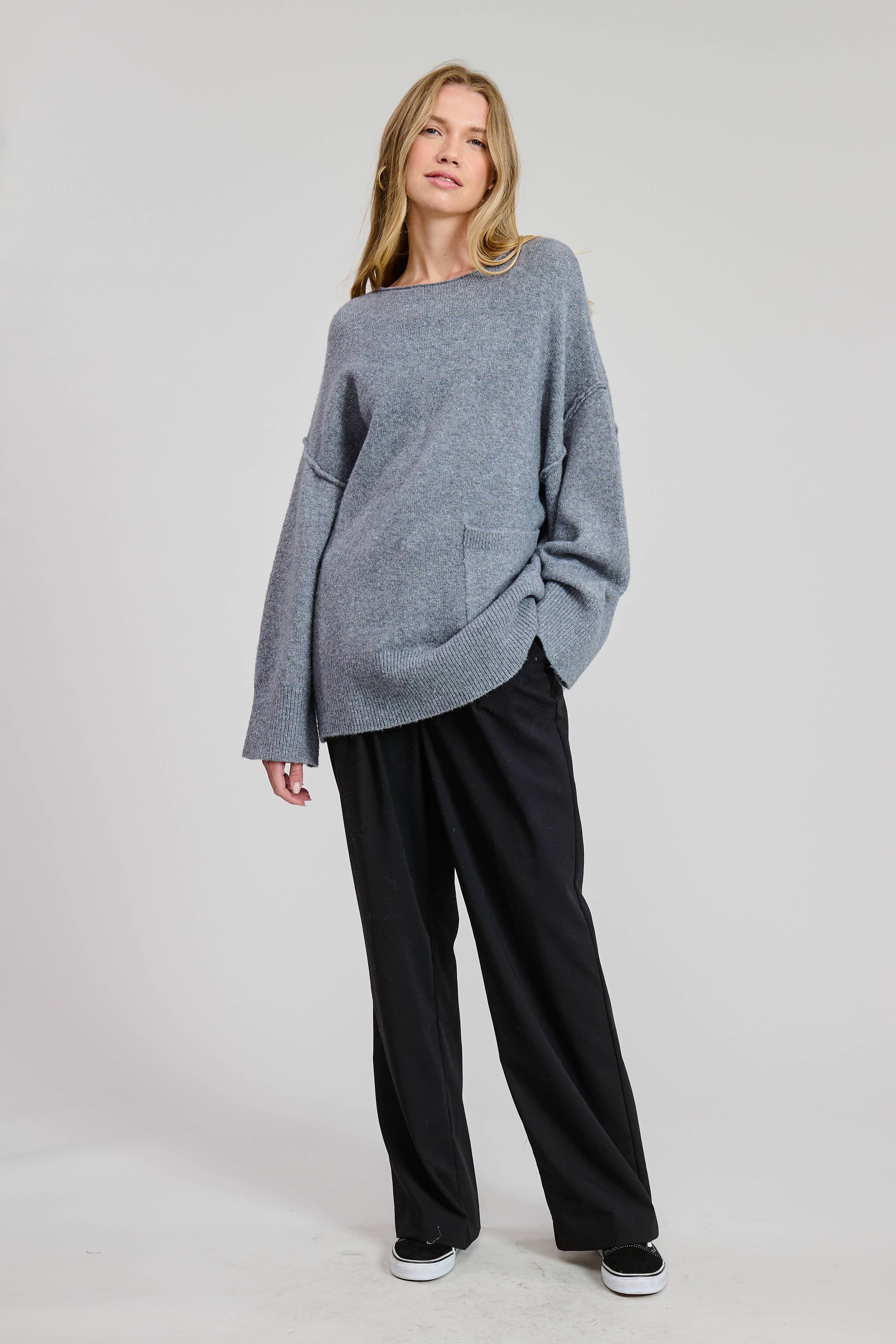 Crewneck Sweater Pullover: Gray