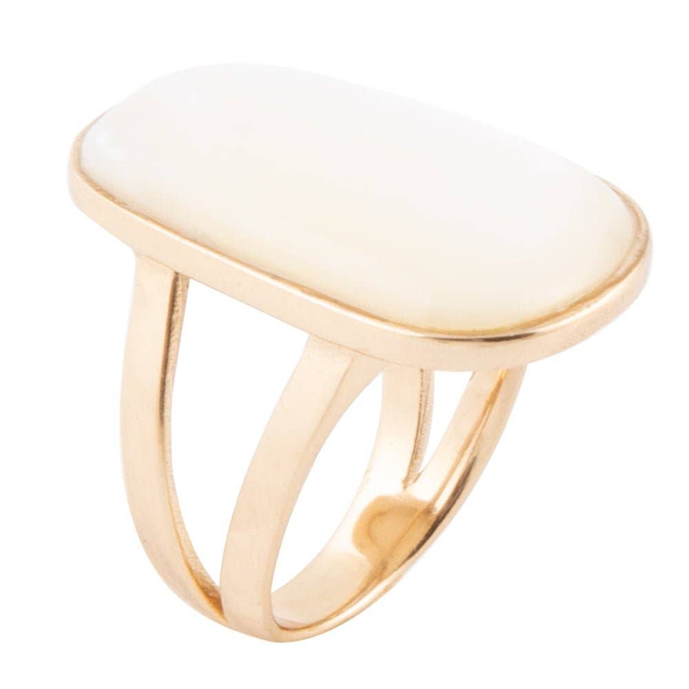 Mother of Pearl and Bronze Ring: Size 7